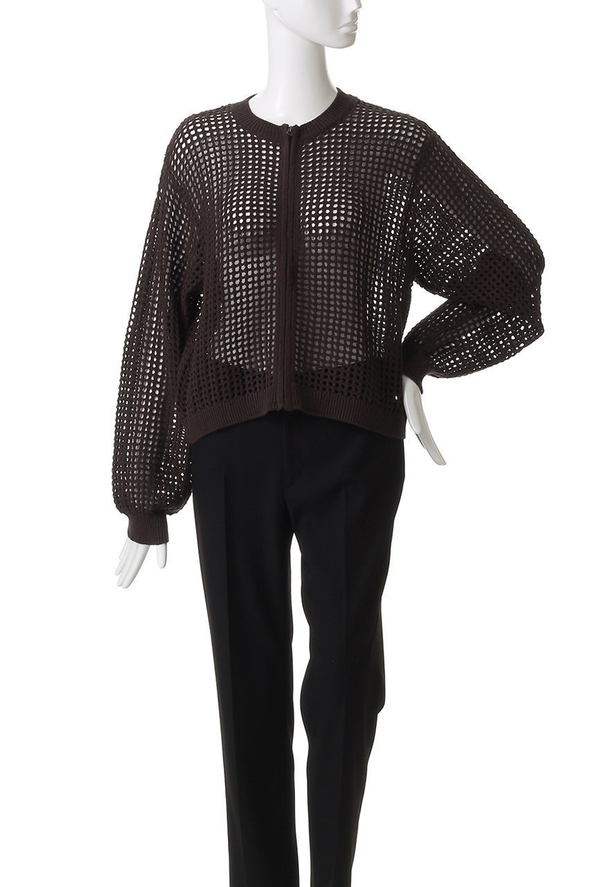 【ミディウミ/MidiUmi】のmesh knit zip CD カーディガン 人気、トレンドファッション・服の通販 founy(ファニー) 　ファッション　Fashion　レディースファッション　Fashion for Women　トップス・カットソー　Cut & Sew Tops　ニット　Knit Tops & Sweaters　カーディガン・羽織り　Layered Style Cardigans　カーディガン　Cardigan, Knitwear　キャミソール　Camisole, Spaghetti Strap Top　トレンド　Trend, Trending Now　メッシュ　Mesh, Net Fabric　夏　Summer　other-2|ID: prp329100004689228 ipo3291000000035986211