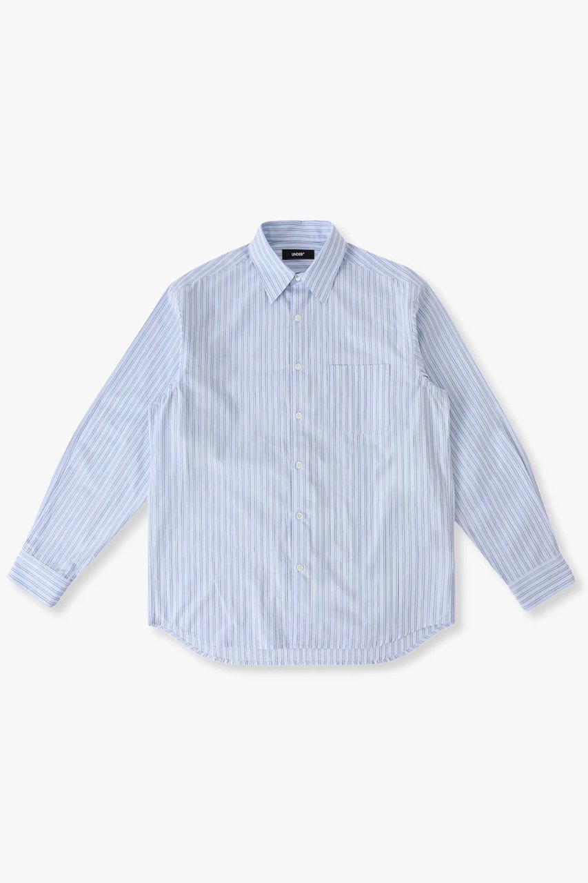 【アンダーアール/UNDER R】の【UNDER R】ランダムストライプ シャツ インテリア・キッズ・メンズ・レディースファッション・服の通販 founy(ファニー) 　ファッション　Fashion　レディースファッション　Fashion for Women　トップス・カットソー　Cut & Sew Tops　シャツ・ブラウス・オフィスカジュアル　Elegant Blouses & Button-Ups　ユニセックス　Unisex, Genderless　ストライプ　Stripe, Striped Pattern　スリーブ　Sleeve, Long Sleeve / Short Sleeve　デニム　Denim, Jeans Material　フィット　Fit, Slim Fit　ランダム　Random, Irregular　ロング　Long, Long-Length　新作・新入荷　New Arrivals / New In　sax|ID: prp329100004689240 ipo3291000000033866180
