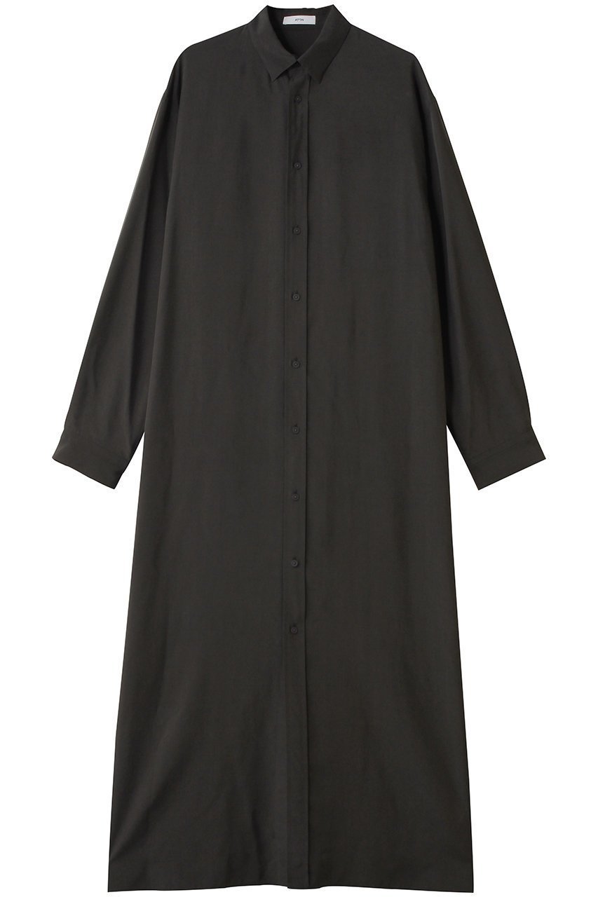 【エイトン/ATON】のSILK SUEDE ボタンダウン シャツ ドレス インテリア・キッズ・メンズ・レディースファッション・服の通販 founy(ファニー) 　ファッション　Fashion　レディースファッション　Fashion for Women　ワンピース　Dresses　フォーマル・パーティードレス・結婚式用ドレス　Elegant & Casual Dresses　チュニック　Tunic Tops & Dresses　シルク　Silk, 100% Silk　ストレート　Straight, Straight Cut　ダウン　Down, Puffer　チュニック　Tunic, Long Top　ドレス　Dress, One-Piece　ロング　Long, Long-Length　新作・新入荷　New Arrivals / New In　チャコールグレー|ID: prp329100004689271 ipo3291000000033866380