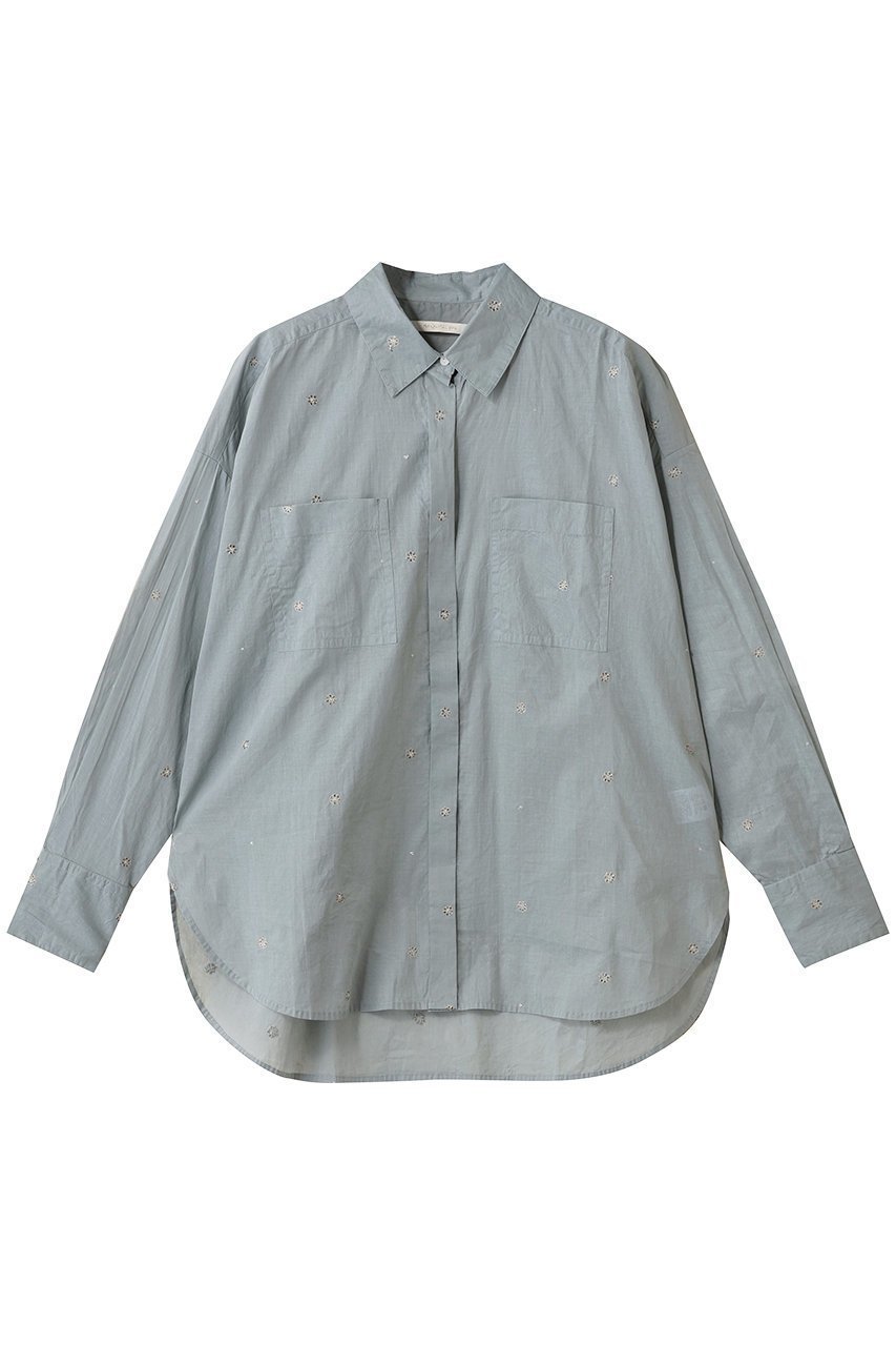 【ヌキテパ/NE QUITTEZ PAS】のCOTTON ORGANZA エンブロイダリー シャツ インテリア・キッズ・メンズ・レディースファッション・服の通販 founy(ファニー) 　ファッション　Fashion　レディースファッション　Fashion for Women　トップス・カットソー　Cut & Sew Tops　シャツ・ブラウス・オフィスカジュアル　Elegant Blouses & Button-Ups　エンブロイダリー　Embroidery Design　スリーブ　Sleeve, Long Sleeve / Short Sleeve　ドット　Polka Dot, Dot Pattern　フラワー　Flower, Floral　リゾート　Resort, Vacation Style　ロング　Long, Long-Length　エレガント 上品　Elegant　新作・新入荷　New Arrivals / New In　ライトブルー|ID: prp329100004689283 ipo3291000000033866466
