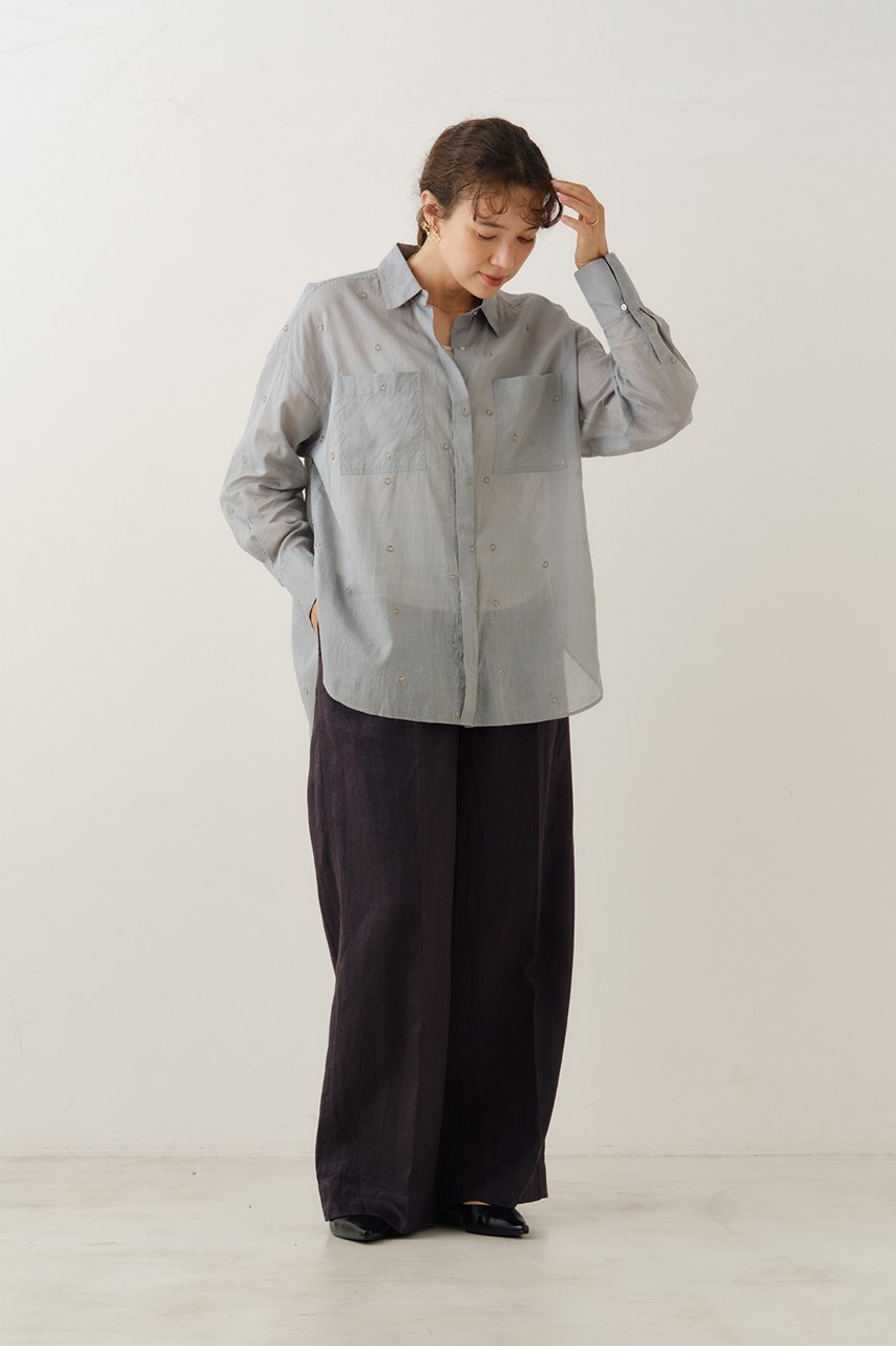 【ヌキテパ/NE QUITTEZ PAS】のCOTTON ORGANZA エンブロイダリー シャツ 人気、トレンドファッション・服の通販 founy(ファニー) 　ファッション　Fashion　レディースファッション　Fashion for Women　トップス・カットソー　Cut & Sew Tops　シャツ・ブラウス・オフィスカジュアル　Elegant Blouses & Button-Ups　エンブロイダリー　Embroidery Design　スリーブ　Sleeve, Long Sleeve / Short Sleeve　ドット　Polka Dot, Dot Pattern　フラワー　Flower, Floral　リゾート　Resort, Vacation Style　ロング　Long, Long-Length　エレガント 上品　Elegant　other-6|ID: prp329100004689283 ipo3291000000035840499