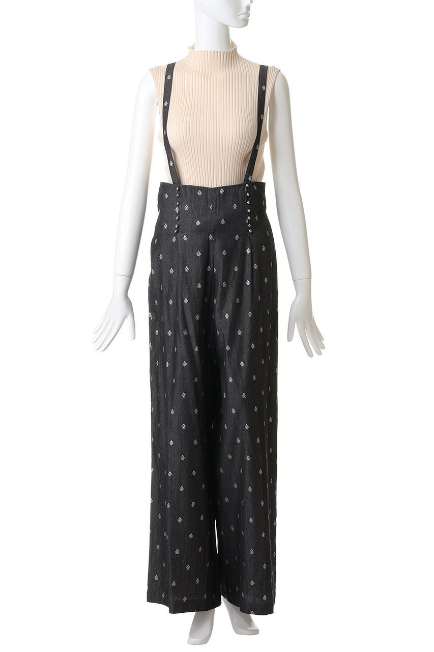 【ヌキテパ/NE QUITTEZ PAS】のDENIM FOIL PRINT ボタン パンツ 人気、トレンドファッション・服の通販 founy(ファニー) 　ファッション　Fashion　レディースファッション　Fashion for Women　パンツ　Pants & Trousers　おすすめ　Recommended / Our Picks　カットソー　Cut and Sewn Top　サスペンダー　Suspenders, Braces　シャンブレー　Chambray, Denim-Like Fabric　シルバー　Silver, Metallic Silver　シンプル　Simple, Minimal　デニム　Denim, Jeans Material　プリント　Print, Printed Pattern　メタル　Metal, Metal Parts　新作・新入荷　New Arrivals / New In　other-2|ID: prp329100004689289 ipo3291000000033866507