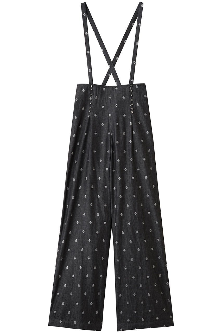 【ヌキテパ/NE QUITTEZ PAS】のDENIM FOIL PRINT ボタン パンツ インテリア・キッズ・メンズ・レディースファッション・服の通販 founy(ファニー) 　ファッション　Fashion　レディースファッション　Fashion for Women　パンツ　Pants & Trousers　おすすめ　Recommended / Our Picks　カットソー　Cut and Sewn Top　サスペンダー　Suspenders, Braces　シャンブレー　Chambray, Denim-Like Fabric　シルバー　Silver, Metallic Silver　シンプル　Simple, Minimal　デニム　Denim, Jeans Material　プリント　Print, Printed Pattern　メタル　Metal, Metal Parts　ブラック|ID: prp329100004689289 ipo3291000000035358095