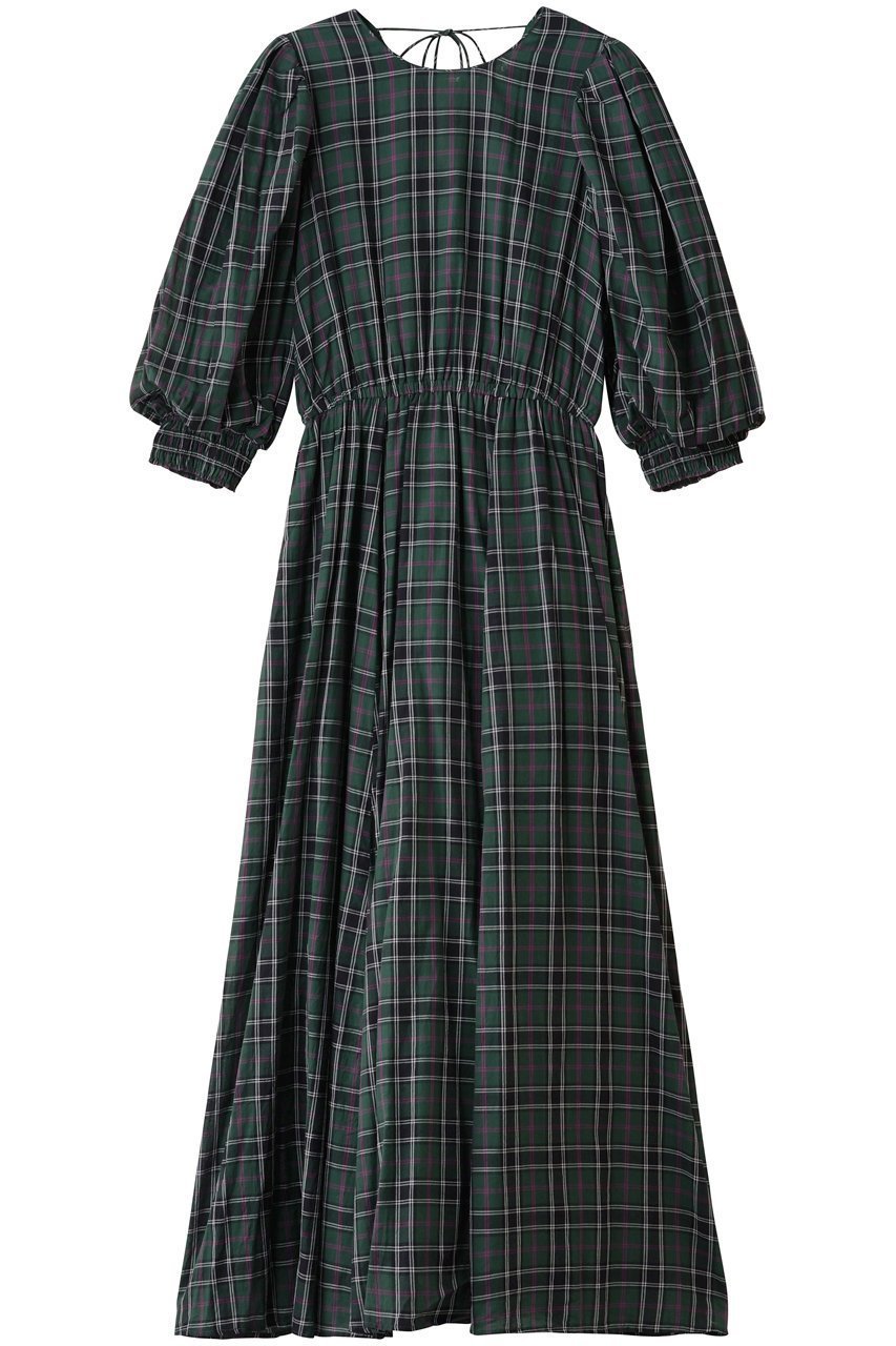 【ヌキテパ/NE QUITTEZ PAS】のCOTTON VOILE チェック ボリューム スリーブ ドレス インテリア・キッズ・メンズ・レディースファッション・服の通販 founy(ファニー) 　ファッション　Fashion　レディースファッション　Fashion for Women　ワンピース　Dresses　フォーマル・パーティードレス・結婚式用ドレス　Elegant & Casual Dresses　チュニック　Tunic Tops & Dresses　クラシカル　Classical, Vintage-Inspired　クラシック　Classic, Timeless Style　スリーブ　Sleeve, Long Sleeve / Short Sleeve　チェック　Check, Plaid, Tartan　チュニック　Tunic, Long Top　ドレス　Dress, One-Piece　ロング　Long, Long-Length　新作・新入荷　New Arrivals / New In　グリーン|ID: prp329100004689292 ipo3291000000033866522