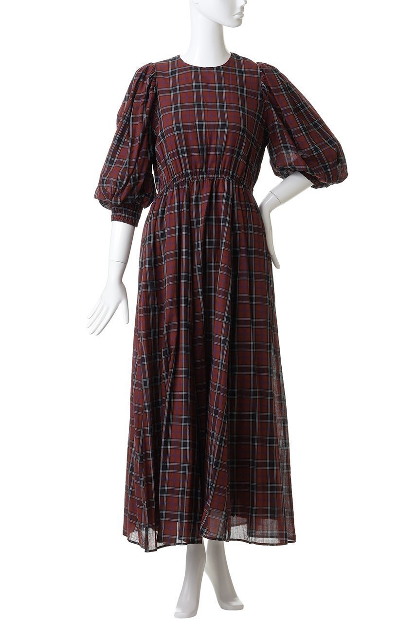 【ヌキテパ/NE QUITTEZ PAS】のCOTTON VOILE チェック ボリューム スリーブ ドレス 人気、トレンドファッション・服の通販 founy(ファニー) 　ファッション　Fashion　レディースファッション　Fashion for Women　ワンピース　Dresses　フォーマル・パーティードレス・結婚式用ドレス　Elegant & Casual Dresses　チュニック　Tunic Tops & Dresses　クラシカル　Classical, Vintage-Inspired　クラシック　Classic, Timeless Style　スリーブ　Sleeve, Long Sleeve / Short Sleeve　チェック　Check, Plaid, Tartan　チュニック　Tunic, Long Top　ドレス　Dress, One-Piece　ロング　Long, Long-Length　新作・新入荷　New Arrivals / New In　other-2|ID: prp329100004689292 ipo3291000000033866524