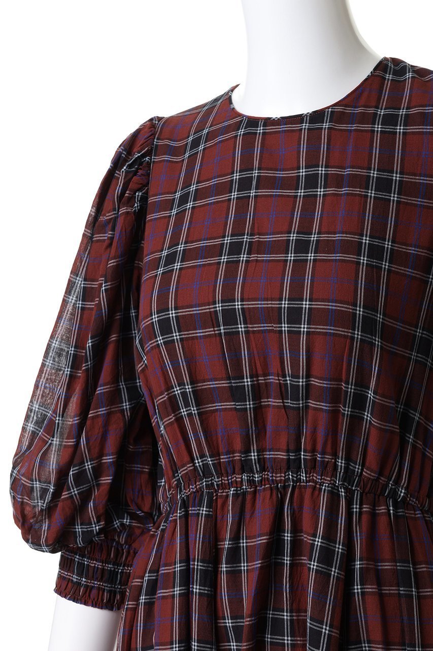 【ヌキテパ/NE QUITTEZ PAS】のCOTTON VOILE チェック ボリューム スリーブ ドレス 人気、トレンドファッション・服の通販 founy(ファニー) 　ファッション　Fashion　レディースファッション　Fashion for Women　ワンピース　Dresses　フォーマル・パーティードレス・結婚式用ドレス　Elegant & Casual Dresses　チュニック　Tunic Tops & Dresses　クラシカル　Classical, Vintage-Inspired　クラシック　Classic, Timeless Style　スリーブ　Sleeve, Long Sleeve / Short Sleeve　チェック　Check, Plaid, Tartan　チュニック　Tunic, Long Top　ドレス　Dress, One-Piece　ロング　Long, Long-Length　新作・新入荷　New Arrivals / New In　other-5|ID: prp329100004689292 ipo3291000000033866529