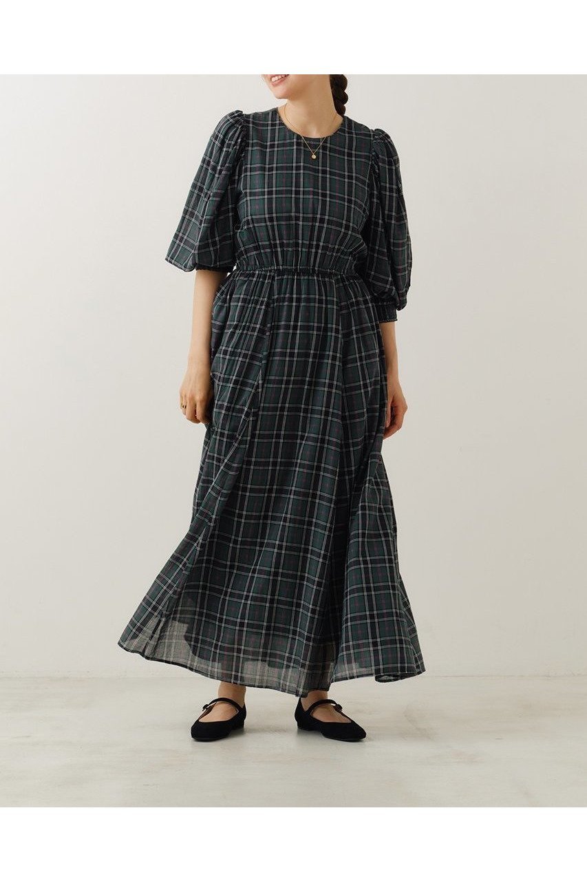 【ヌキテパ/NE QUITTEZ PAS】のCOTTON VOILE チェック ボリューム スリーブ ドレス 人気、トレンドファッション・服の通販 founy(ファニー) 　ファッション　Fashion　レディースファッション　Fashion for Women　ワンピース　Dresses　フォーマル・パーティードレス・結婚式用ドレス　Elegant & Casual Dresses　チュニック　Tunic Tops & Dresses　クラシカル　Classical, Vintage-Inspired　クラシック　Classic, Timeless Style　スリーブ　Sleeve, Long Sleeve / Short Sleeve　チェック　Check, Plaid, Tartan　チュニック　Tunic, Long Top　ドレス　Dress, One-Piece　ロング　Long, Long-Length　新作・新入荷　New Arrivals / New In　other-6|ID: prp329100004689292 ipo3291000000033866530