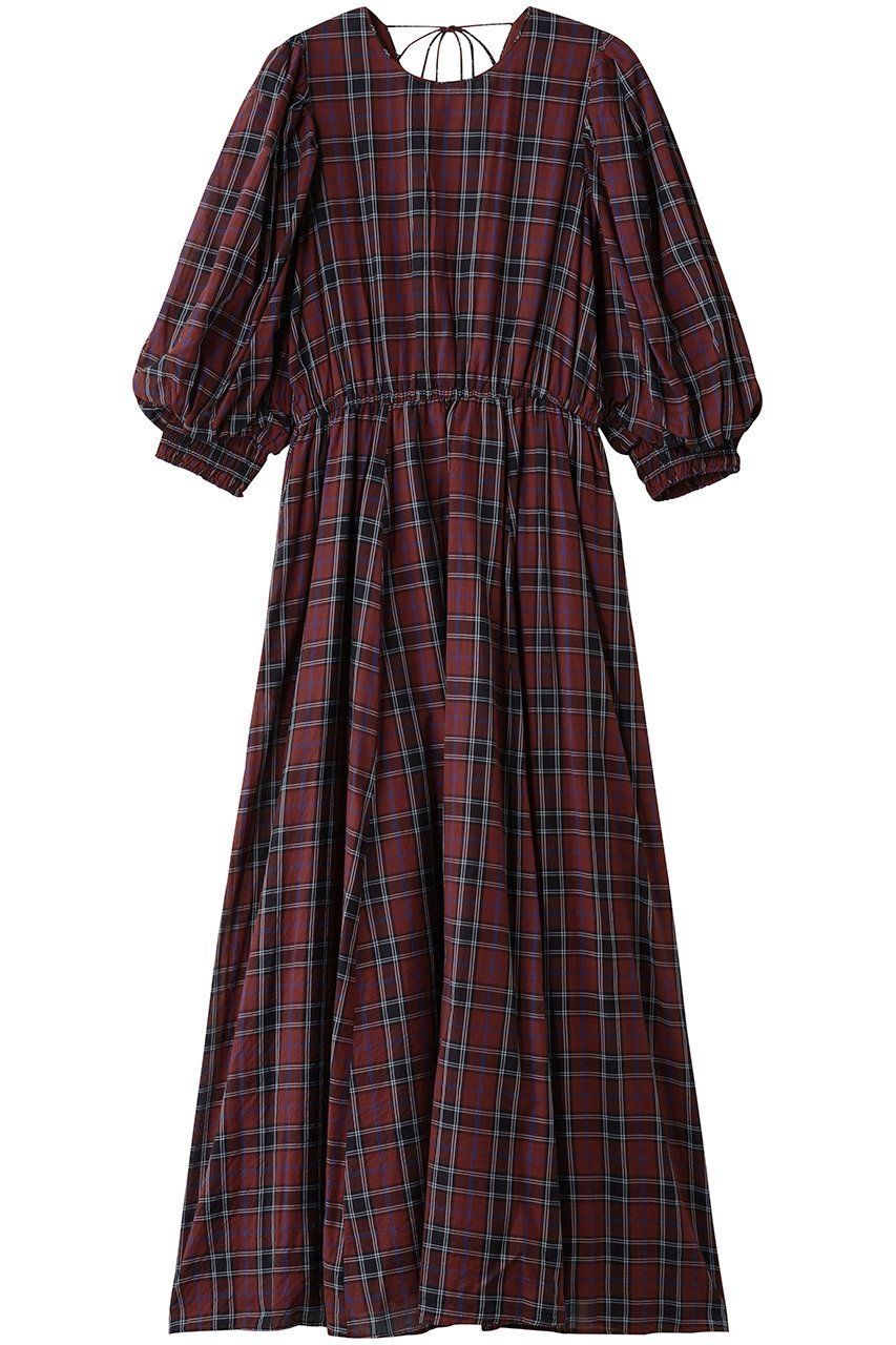 【ヌキテパ/NE QUITTEZ PAS】のCOTTON VOILE チェック ボリューム スリーブ ドレス インテリア・キッズ・メンズ・レディースファッション・服の通販 founy(ファニー) 　ファッション　Fashion　レディースファッション　Fashion for Women　ワンピース　Dresses　フォーマル・パーティードレス・結婚式用ドレス　Elegant & Casual Dresses　チュニック　Tunic Tops & Dresses　クラシカル　Classical, Vintage-Inspired　クラシック　Classic, Timeless Style　スリーブ　Sleeve, Long Sleeve / Short Sleeve　チェック　Check, Plaid, Tartan　チュニック　Tunic, Long Top　ドレス　Dress, One-Piece　ロング　Long, Long-Length　レッド|ID: prp329100004689292 ipo3291000000036204006
