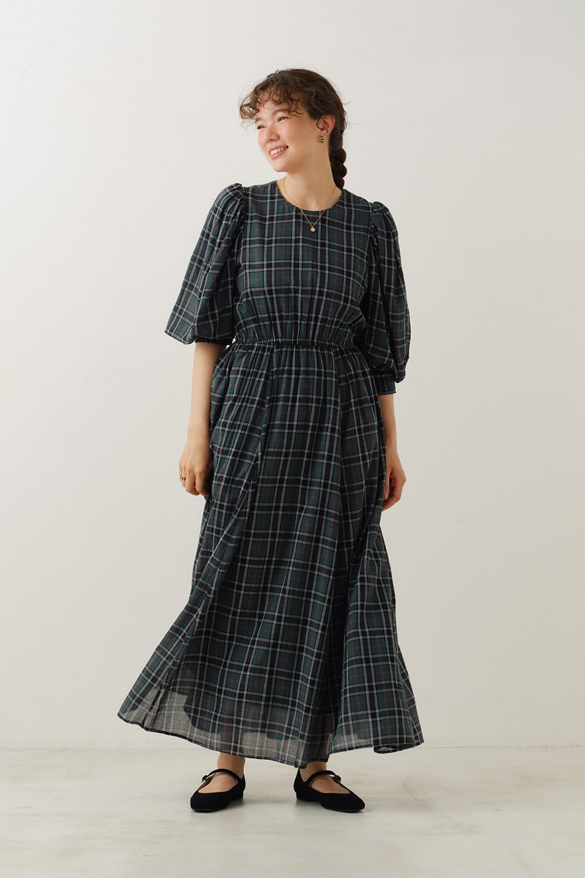 【ヌキテパ/NE QUITTEZ PAS】のCOTTON VOILE チェック ボリューム スリーブ ドレス 人気、トレンドファッション・服の通販 founy(ファニー) 　ファッション　Fashion　レディースファッション　Fashion for Women　ワンピース　Dresses　フォーマル・パーティードレス・結婚式用ドレス　Elegant & Casual Dresses　チュニック　Tunic Tops & Dresses　クラシカル　Classical, Vintage-Inspired　クラシック　Classic, Timeless Style　スリーブ　Sleeve, Long Sleeve / Short Sleeve　チェック　Check, Plaid, Tartan　チュニック　Tunic, Long Top　ドレス　Dress, One-Piece　ロング　Long, Long-Length　other-6|ID: prp329100004689292 ipo3291000000036204017