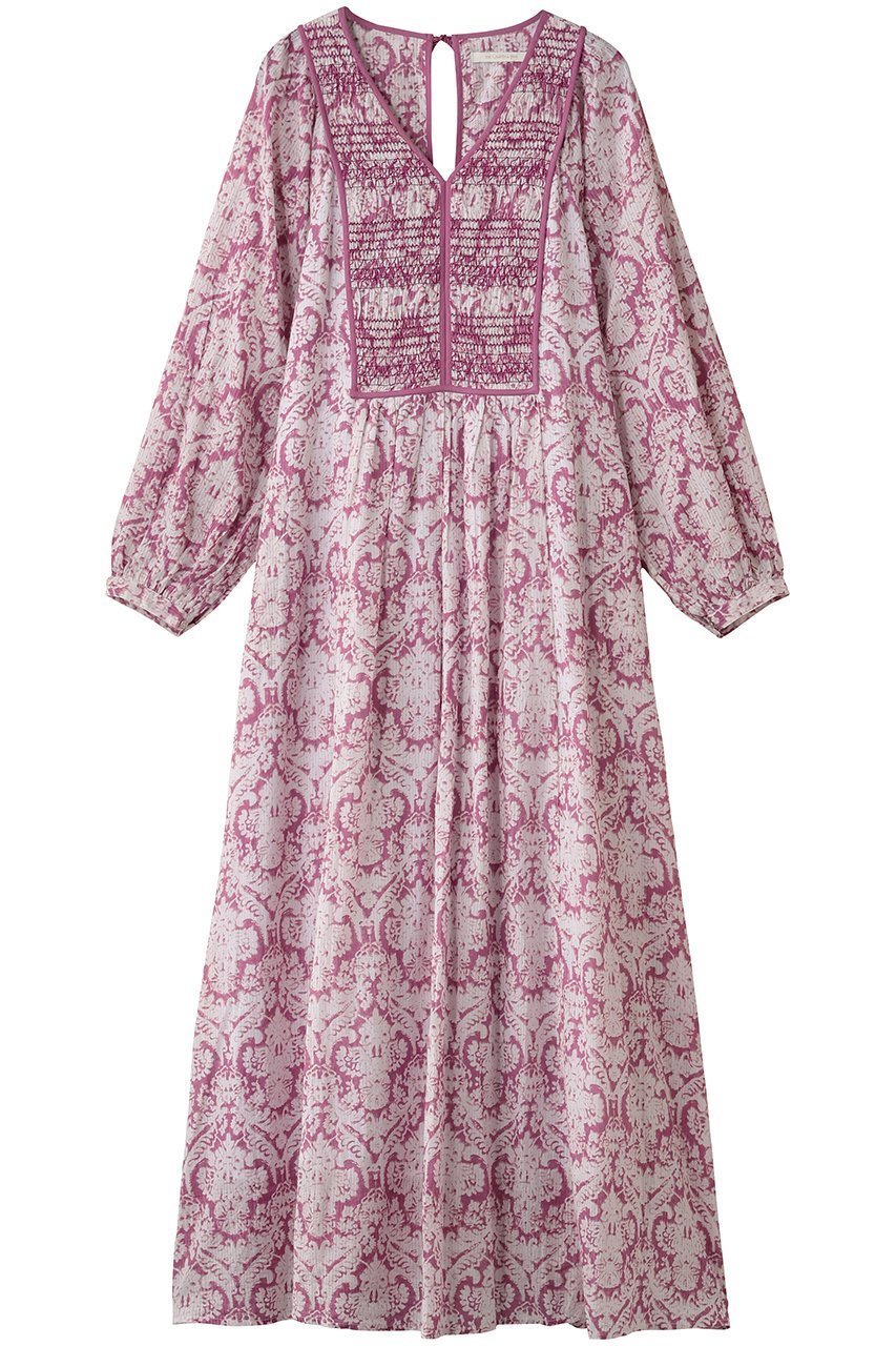 【ヌキテパ/NE QUITTEZ PAS】のDOBBY STRIPE ダマスク プリント ヨーク シャーリング ドレス 人気、トレンドファッション・服の通販 founy(ファニー) 　ファッション　Fashion　レディースファッション　Fashion for Women　ワンピース　Dresses　フォーマル・パーティードレス・結婚式用ドレス　Elegant & Casual Dresses　チュニック　Tunic Tops & Dresses　サンダル　Sandals, Summer Shoes　シャーリング　Shirring, Ruched　スリット　Slit, Slit Detail　チュニック　Tunic, Long Top　ドレス　Dress, One-Piece　パイピング　Piping, Trim Design　フェミニン　Feminine, Girly　プリント　Print, Printed Pattern　ヨーク　Yoke, Yoke Design　ロング　Long, Long-Length　新作・新入荷　New Arrivals / New In　 other-1|ID: prp329100004689293 ipo3291000000033866531