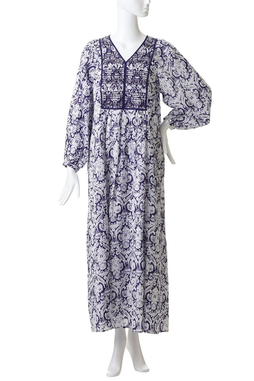 【ヌキテパ/NE QUITTEZ PAS】のDOBBY STRIPE ダマスク プリント ヨーク シャーリング ドレス 人気、トレンドファッション・服の通販 founy(ファニー) 　ファッション　Fashion　レディースファッション　Fashion for Women　ワンピース　Dresses　フォーマル・パーティードレス・結婚式用ドレス　Elegant & Casual Dresses　チュニック　Tunic Tops & Dresses　サンダル　Sandals, Summer Shoes　シャーリング　Shirring, Ruched　スリット　Slit, Slit Detail　チュニック　Tunic, Long Top　ドレス　Dress, One-Piece　パイピング　Piping, Trim Design　フェミニン　Feminine, Girly　プリント　Print, Printed Pattern　ヨーク　Yoke, Yoke Design　ロング　Long, Long-Length　新作・新入荷　New Arrivals / New In　other-2|ID: prp329100004689293 ipo3291000000033866535