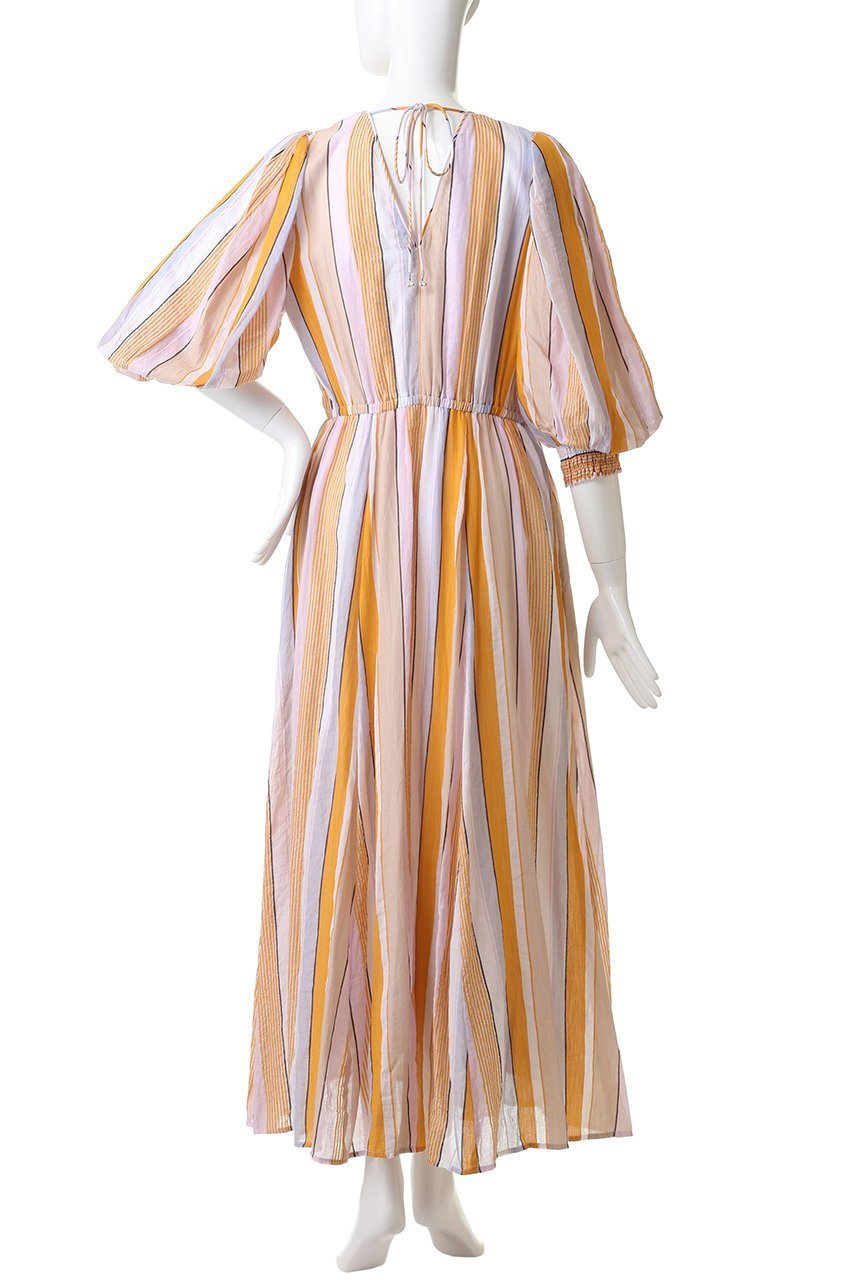 【ヌキテパ/NE QUITTEZ PAS】のCOTTON VOILE ストライプ ボリューム スリーブ ドレス 人気、トレンドファッション・服の通販 founy(ファニー) 　ファッション　Fashion　レディースファッション　Fashion for Women　ワンピース　Dresses　フォーマル・パーティードレス・結婚式用ドレス　Elegant & Casual Dresses　チュニック　Tunic Tops & Dresses　シャーリング　Shirring, Ruched　ストライプ　Stripe, Striped Pattern　スリーブ　Sleeve, Long Sleeve / Short Sleeve　チュニック　Tunic, Long Top　ドレス　Dress, One-Piece　バルーン　Balloon, Balloon Silhouette　フレア　Flare, Flared　ミックス　Mix, Mixed Style　ロング　Long, Long-Length　新作・新入荷　New Arrivals / New In　other-4|ID: prp329100004689295 ipo3291000000033866556