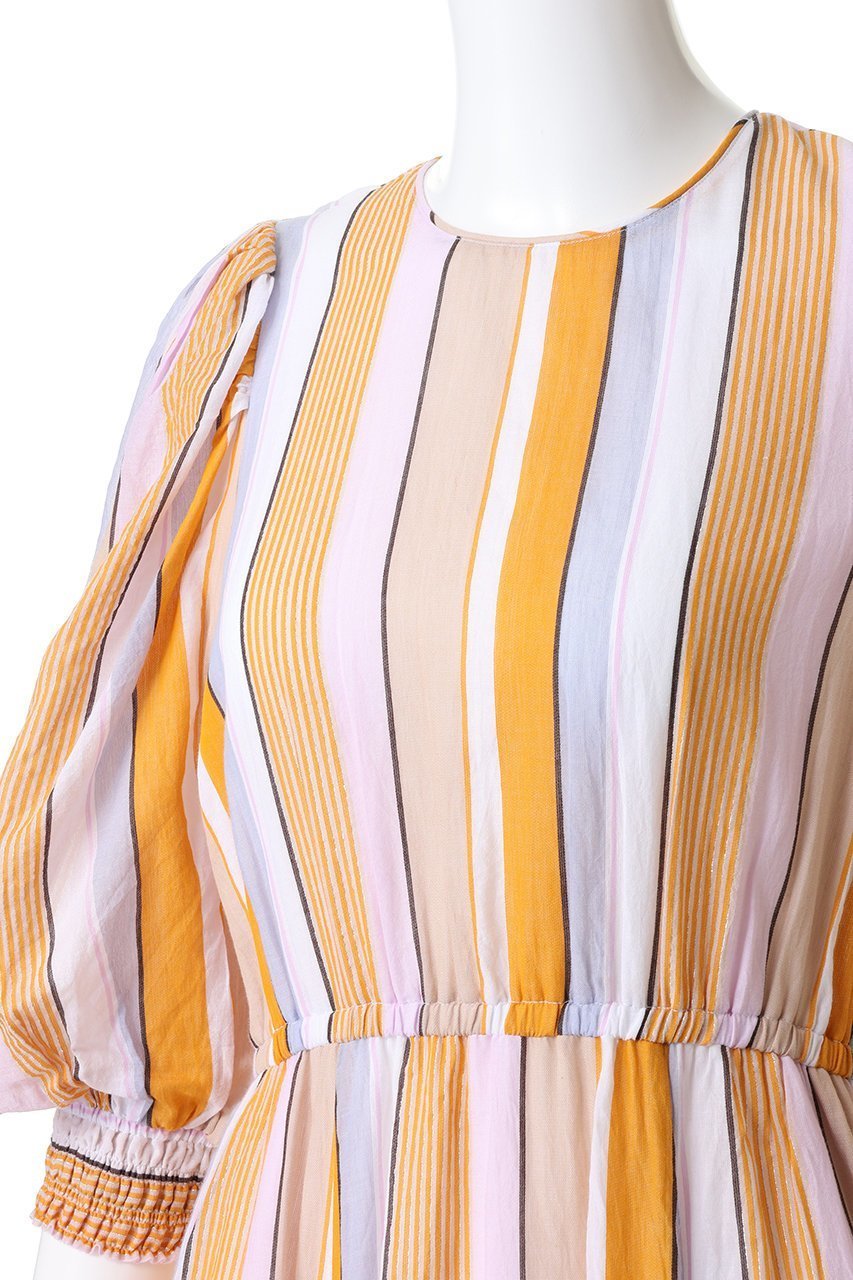 【ヌキテパ/NE QUITTEZ PAS】のCOTTON VOILE ストライプ ボリューム スリーブ ドレス 人気、トレンドファッション・服の通販 founy(ファニー) 　ファッション　Fashion　レディースファッション　Fashion for Women　ワンピース　Dresses　フォーマル・パーティードレス・結婚式用ドレス　Elegant & Casual Dresses　チュニック　Tunic Tops & Dresses　シャーリング　Shirring, Ruched　ストライプ　Stripe, Striped Pattern　スリーブ　Sleeve, Long Sleeve / Short Sleeve　チュニック　Tunic, Long Top　ドレス　Dress, One-Piece　バルーン　Balloon, Balloon Silhouette　フレア　Flare, Flared　ミックス　Mix, Mixed Style　ロング　Long, Long-Length　新作・新入荷　New Arrivals / New In　other-5|ID: prp329100004689295 ipo3291000000033866557
