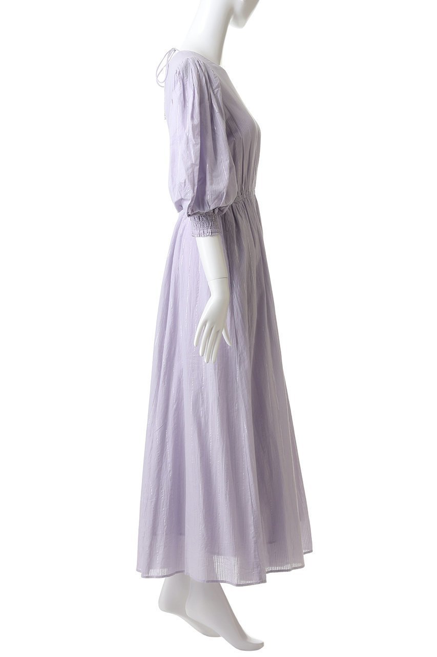 【ヌキテパ/NE QUITTEZ PAS】のCOTTON LUREX ストライプ ボリューム スリーブ ドレス 人気、トレンドファッション・服の通販 founy(ファニー) 　ファッション　Fashion　レディースファッション　Fashion for Women　ワンピース　Dresses　フォーマル・パーティードレス・結婚式用ドレス　Elegant & Casual Dresses　チュニック　Tunic Tops & Dresses　ストライプ　Stripe, Striped Pattern　スリーブ　Sleeve, Long Sleeve / Short Sleeve　チュニック　Tunic, Long Top　ドレス　Dress, One-Piece　フェミニン　Feminine, Girly　リボン　Ribbon, Bow　ロング　Long, Long-Length　エレガント 上品　Elegant　新作・新入荷　New Arrivals / New In　other-3|ID: prp329100004689297 ipo3291000000033866581