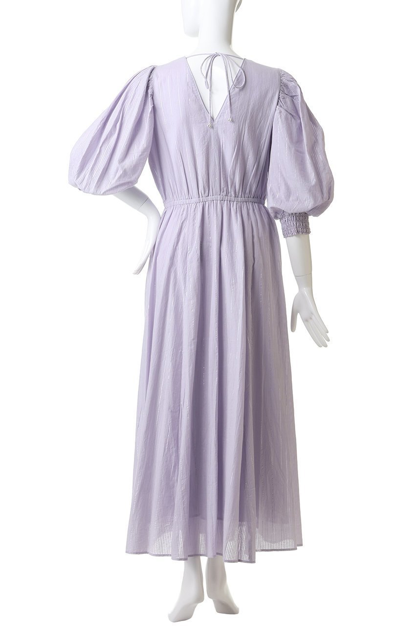 【ヌキテパ/NE QUITTEZ PAS】のCOTTON LUREX ストライプ ボリューム スリーブ ドレス 人気、トレンドファッション・服の通販 founy(ファニー) 　ファッション　Fashion　レディースファッション　Fashion for Women　ワンピース　Dresses　フォーマル・パーティードレス・結婚式用ドレス　Elegant & Casual Dresses　チュニック　Tunic Tops & Dresses　ストライプ　Stripe, Striped Pattern　スリーブ　Sleeve, Long Sleeve / Short Sleeve　チュニック　Tunic, Long Top　ドレス　Dress, One-Piece　フェミニン　Feminine, Girly　リボン　Ribbon, Bow　ロング　Long, Long-Length　エレガント 上品　Elegant　other-4|ID: prp329100004689297 ipo3291000000035695049