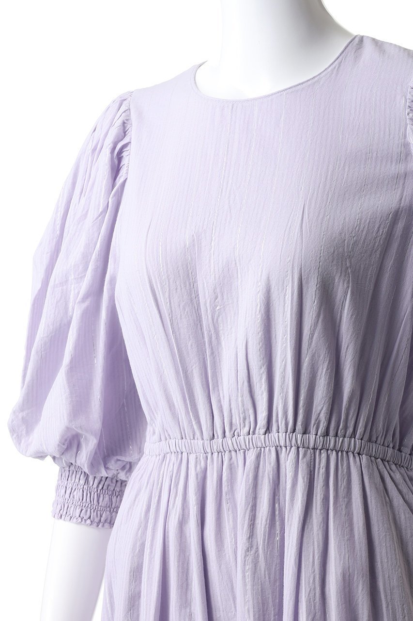 【ヌキテパ/NE QUITTEZ PAS】のCOTTON LUREX ストライプ ボリューム スリーブ ドレス 人気、トレンドファッション・服の通販 founy(ファニー) 　ファッション　Fashion　レディースファッション　Fashion for Women　ワンピース　Dresses　フォーマル・パーティードレス・結婚式用ドレス　Elegant & Casual Dresses　チュニック　Tunic Tops & Dresses　ストライプ　Stripe, Striped Pattern　スリーブ　Sleeve, Long Sleeve / Short Sleeve　チュニック　Tunic, Long Top　ドレス　Dress, One-Piece　フェミニン　Feminine, Girly　リボン　Ribbon, Bow　ロング　Long, Long-Length　エレガント 上品　Elegant　other-5|ID: prp329100004689297 ipo3291000000035695051