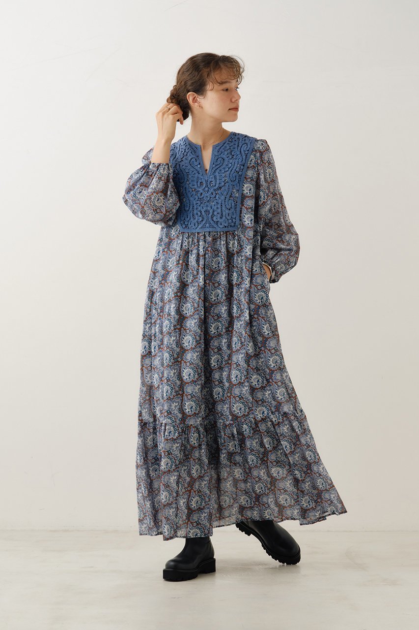 【ヌキテパ/NE QUITTEZ PAS】のCOTTON ORGANZA ペイズリー ダンス レース ヨーク ドレス 人気、トレンドファッション・服の通販 founy(ファニー) 　ファッション　Fashion　レディースファッション　Fashion for Women　ワンピース　Dresses　フォーマル・パーティードレス・結婚式用ドレス　Elegant & Casual Dresses　チュニック　Tunic Tops & Dresses　スリット　Slit, Slit Detail　スリーブ　Sleeve, Long Sleeve / Short Sleeve　チュニック　Tunic, Long Top　ドレス　Dress, One-Piece　ペイズリー　Paisley, Ethnic Pattern　ヨーク　Yoke, Yoke Design　リゾート　Resort, Vacation Style　リラックス　Relax, Relaxed Fit　レース　Lace, Lace Fabric　ロング　Long, Long-Length　新作・新入荷　New Arrivals / New In　other-6|ID: prp329100004689298 ipo3291000000033866601