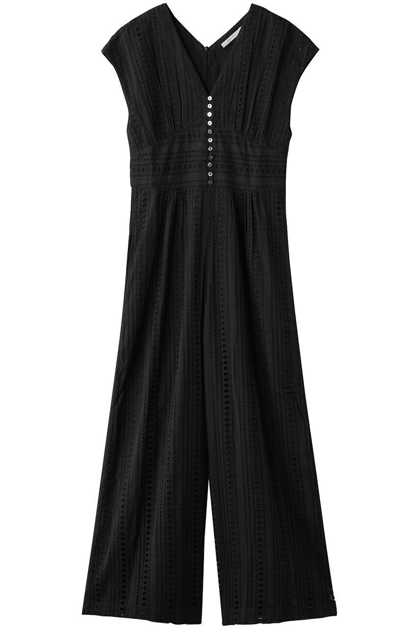 【ヌキテパ/NE QUITTEZ PAS】のSTRIPE CUTWORK オールインワン インテリア・キッズ・メンズ・レディースファッション・服の通販 founy(ファニー) 　ファッション　Fashion　レディースファッション　Fashion for Women　パンツ　Pants & Trousers　ギャザー　Gathered, Ruffled　ストライプ　Stripe, Striped Pattern　フロント　Front, Front Design　ワーク　Workwear, Utility Style　エレガント 上品　Elegant　新作・新入荷　New Arrivals / New In　ブラック|ID: prp329100004689300 ipo3291000000033866605