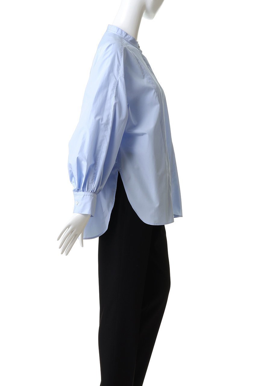 【プルミエ アロンディスモン/1er Arrondissement】のコットンポプリンバンドカラーシャツ 人気、トレンドファッション・服の通販 founy(ファニー) 　ファッション　Fashion　レディースファッション　Fashion for Women　トップス・カットソー　Cut & Sew Tops　シャツ・ブラウス・オフィスカジュアル　Elegant Blouses & Button-Ups　ギャザー　Gathered, Ruffled　スラックス　Slacks, Dress Pants　スリット　Slit, Slit Detail　スリーブ　Sleeve, Long Sleeve / Short Sleeve　デニム　Denim, Jeans Material　ロング　Long, Long-Length　新作・新入荷　New Arrivals / New In　other-3|ID: prp329100004689302 ipo3291000000033866624