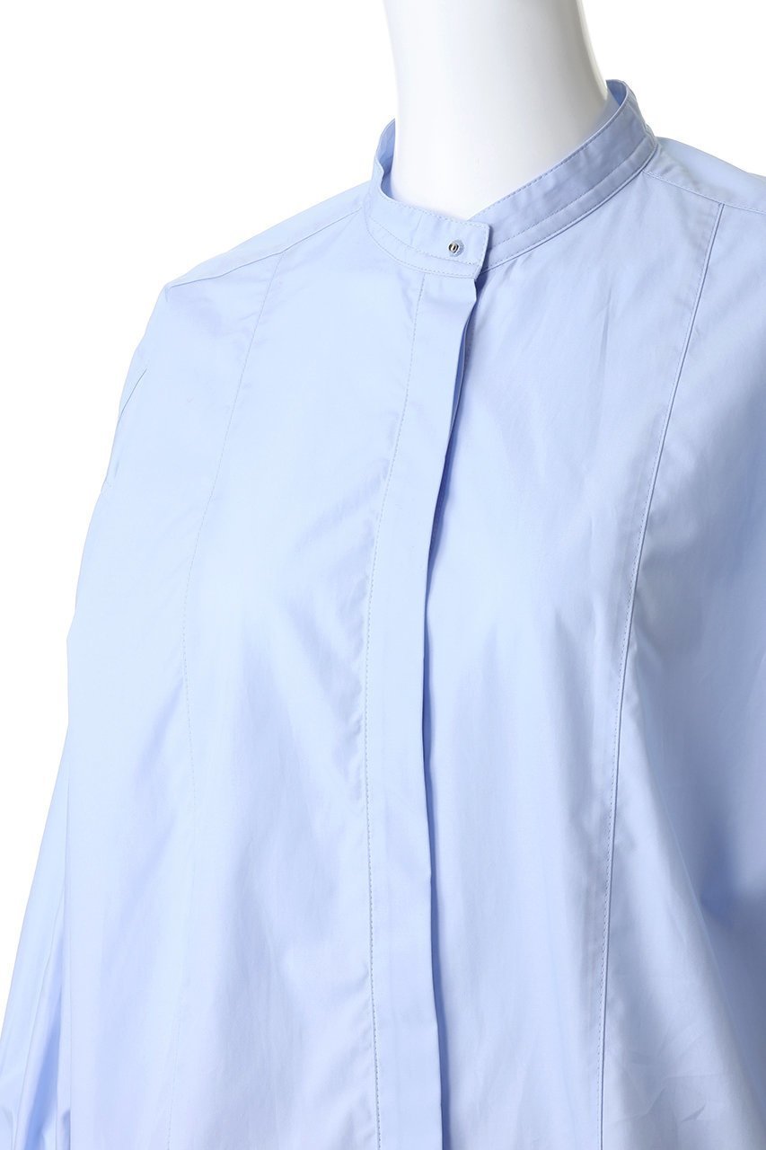 【プルミエ アロンディスモン/1er Arrondissement】のコットンポプリンバンドカラーシャツ 人気、トレンドファッション・服の通販 founy(ファニー) 　ファッション　Fashion　レディースファッション　Fashion for Women　トップス・カットソー　Cut & Sew Tops　シャツ・ブラウス・オフィスカジュアル　Elegant Blouses & Button-Ups　ギャザー　Gathered, Ruffled　スラックス　Slacks, Dress Pants　スリット　Slit, Slit Detail　スリーブ　Sleeve, Long Sleeve / Short Sleeve　デニム　Denim, Jeans Material　ロング　Long, Long-Length　新作・新入荷　New Arrivals / New In　other-5|ID: prp329100004689302 ipo3291000000033866627