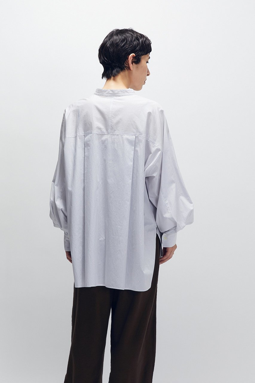 【プルミエ アロンディスモン/1er Arrondissement】のコットンポプリンバンドカラーシャツ 人気、トレンドファッション・服の通販 founy(ファニー) 　ファッション　Fashion　レディースファッション　Fashion for Women　トップス・カットソー　Cut & Sew Tops　シャツ・ブラウス・オフィスカジュアル　Elegant Blouses & Button-Ups　ギャザー　Gathered, Ruffled　スラックス　Slacks, Dress Pants　スリット　Slit, Slit Detail　スリーブ　Sleeve, Long Sleeve / Short Sleeve　デニム　Denim, Jeans Material　ロング　Long, Long-Length　other-7|ID: prp329100004689302 ipo3291000000034154548