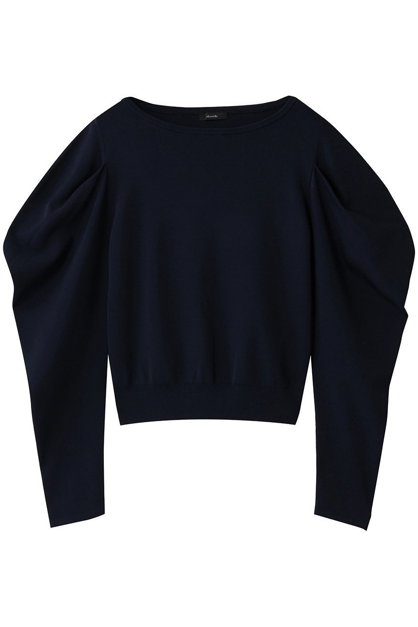 【アルアバイル/allureville】のソウバリドレープSL プルオーバー インテリア・キッズ・メンズ・レディースファッション・服の通販 founy(ファニー) 　ファッション　Fashion　レディースファッション　Fashion for Women　トップス・カットソー　Cut & Sew Tops　ニット　Knit Tops & Sweaters　カジュアルプルオーバー・ニットトップス　Pullovers & Knit Tops / Casual Pullovers　なめらか　Smooth, Silky Texture　コンシャス　Conscious, Bodycon　ダウン　Down, Puffer　フレア　Flare, Flared　ワイド　Wide, Wide Fit　ネイビー|ID: prp329100004689306 ipo3291000000035402728