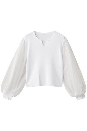 【アルアバイル/allureville】 チュールスリーブプルオーバー人気、トレンドファッション・服の通販 founy(ファニー) ファッション Fashion レディースファッション Fashion for Women トップス・カットソー Cut & Sew Tops ニット Knit Tops & Sweaters カジュアルプルオーバー・ニットトップス Pullovers & Knit Tops / Casual Pullovers シアー Sheer, See-Through シンプル Simple, Minimal スリーブ Sleeve, Long Sleeve / Short Sleeve フェミニン Feminine, Girly 新作・新入荷 New Arrivals / New In |ID:prp329100004689308