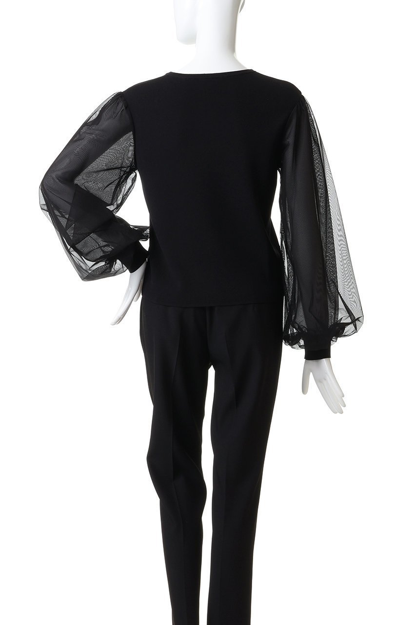 【アルアバイル/allureville】のチュールスリーブプルオーバー 人気、トレンドファッション・服の通販 founy(ファニー) 　ファッション　Fashion　レディースファッション　Fashion for Women　トップス・カットソー　Cut & Sew Tops　ニット　Knit Tops & Sweaters　カジュアルプルオーバー・ニットトップス　Pullovers & Knit Tops / Casual Pullovers　シアー　Sheer, See-Through　シンプル　Simple, Minimal　スリーブ　Sleeve, Long Sleeve / Short Sleeve　フェミニン　Feminine, Girly　新作・新入荷　New Arrivals / New In　other-4|ID: prp329100004689308 ipo3291000000033866659