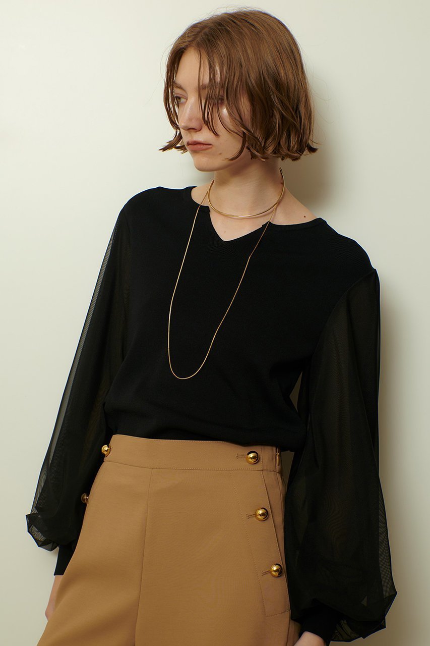 【アルアバイル/allureville】のチュールスリーブプルオーバー 人気、トレンドファッション・服の通販 founy(ファニー) ファッション Fashion レディースファッション Fashion for Women トップス・カットソー Cut & Sew Tops ニット Knit Tops & Sweaters カジュアルプルオーバー・ニットトップス Pullovers & Knit Tops / Casual Pullovers シアー Sheer, See-Through シンプル Simple, Minimal スリーブ Sleeve, Long Sleeve / Short Sleeve フェミニン Feminine, Girly other-6|ID: prp329100004689308 ipo3291000000036204093