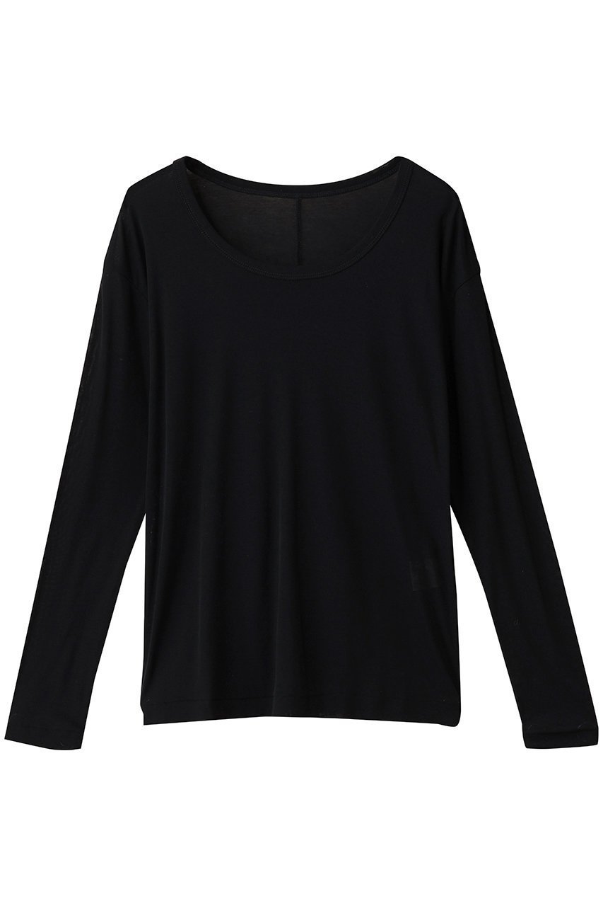 【アルアバイル/allureville】の強撚シアーフライスプルオーバー インテリア・キッズ・メンズ・レディースファッション・服の通販 founy(ファニー) 　ファッション　Fashion　レディースファッション　Fashion for Women　トップス・カットソー　Cut & Sew Tops　シャツ・ブラウス・オフィスカジュアル　Elegant Blouses & Button-Ups　ロングTシャツ・Tシャツ　Longline T-Shirts & Tees　カジュアルプルオーバー・ニットトップス　Pullovers & Knit Tops / Casual Pullovers　カットソー・ベーシックTシャツ　Cut-and-Sewn Tops / Stretch Tees & Basics　インナー　Innerwear　シンプル　Simple, Minimal　ジャケット　Jacket, Outerwear　スリーブ　Sleeve, Long Sleeve / Short Sleeve　ロング　Long, Long-Length　エレガント 上品　Elegant　新作・新入荷　New Arrivals / New In　ブラック|ID: prp329100004689309 ipo3291000000033866665