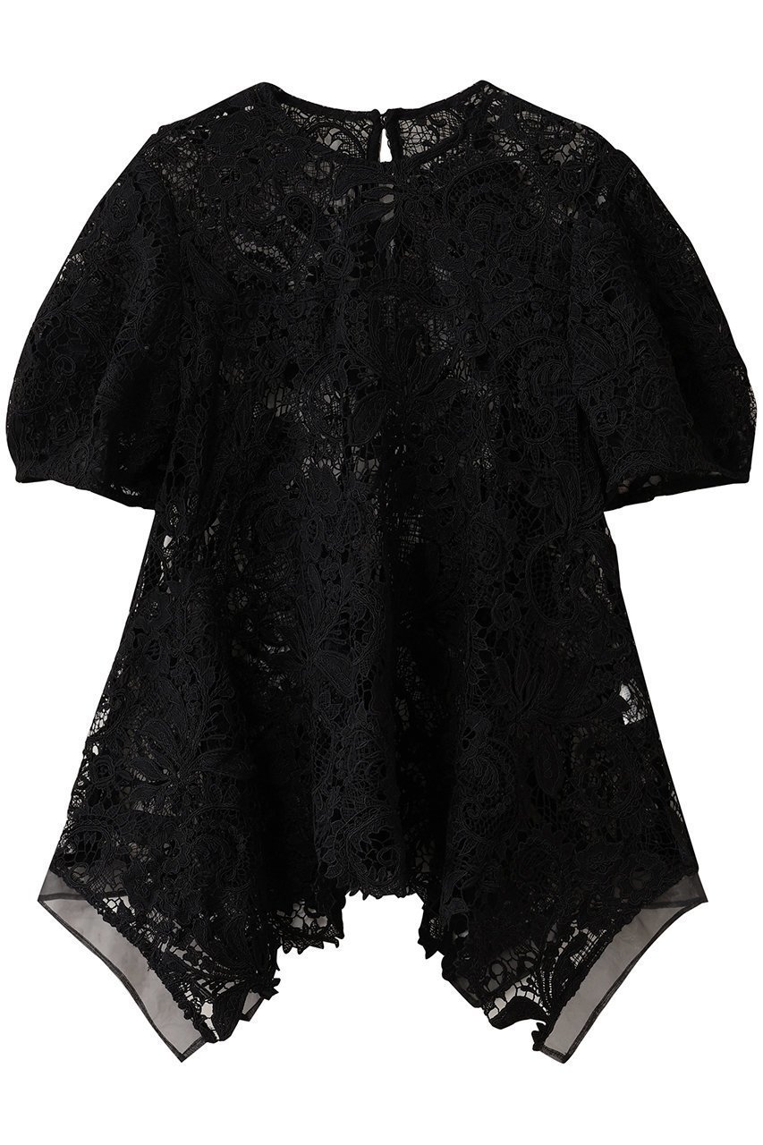 【アルアバイル/allureville】のコードレースブラウス インテリア・キッズ・メンズ・レディースファッション・服の通販 founy(ファニー) 　ファッション　Fashion　レディースファッション　Fashion for Women　トップス・カットソー　Cut & Sew Tops　シャツ・ブラウス・オフィスカジュアル　Elegant Blouses & Button-Ups　イレギュラーヘム　Irregular Hem　ショート　Short, Short Length　スリーブ　Sleeve, Long Sleeve / Short Sleeve　チュール　Tulip, Tulip Motif　デニム　Denim, Jeans Material　フレア　Flare, Flared　レース　Lace, Lace Fabric　新作・新入荷　New Arrivals / New In　ブラック|ID: prp329100004689311 ipo3291000000033866677