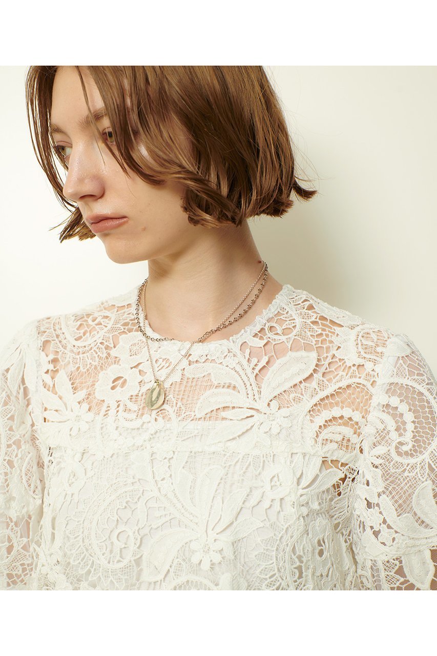 【アルアバイル/allureville】のコードレースブラウス 人気、トレンドファッション・服の通販 founy(ファニー) 　ファッション　Fashion　レディースファッション　Fashion for Women　トップス・カットソー　Cut & Sew Tops　シャツ・ブラウス・オフィスカジュアル　Elegant Blouses & Button-Ups　イレギュラーヘム　Irregular Hem　ショート　Short, Short Length　スリーブ　Sleeve, Long Sleeve / Short Sleeve　チュール　Tulip, Tulip Motif　デニム　Denim, Jeans Material　フレア　Flare, Flared　レース　Lace, Lace Fabric　other-7|ID: prp329100004689311 ipo3291000000035275909