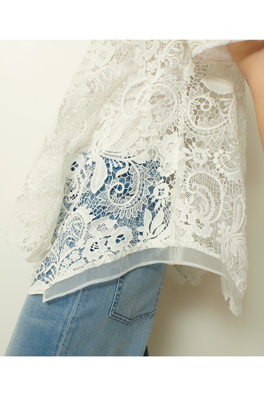 【アルアバイル/allureville】のコードレースブラウス 人気、トレンドファッション・服の通販 founy(ファニー) 　ファッション　Fashion　レディースファッション　Fashion for Women　トップス・カットソー　Cut & Sew Tops　シャツ・ブラウス・オフィスカジュアル　Elegant Blouses & Button-Ups　イレギュラーヘム　Irregular Hem　ショート　Short, Short Length　スリーブ　Sleeve, Long Sleeve / Short Sleeve　チュール　Tulip, Tulip Motif　デニム　Denim, Jeans Material　フレア　Flare, Flared　レース　Lace, Lace Fabric　other-8|ID: prp329100004689311 ipo3291000000035275910