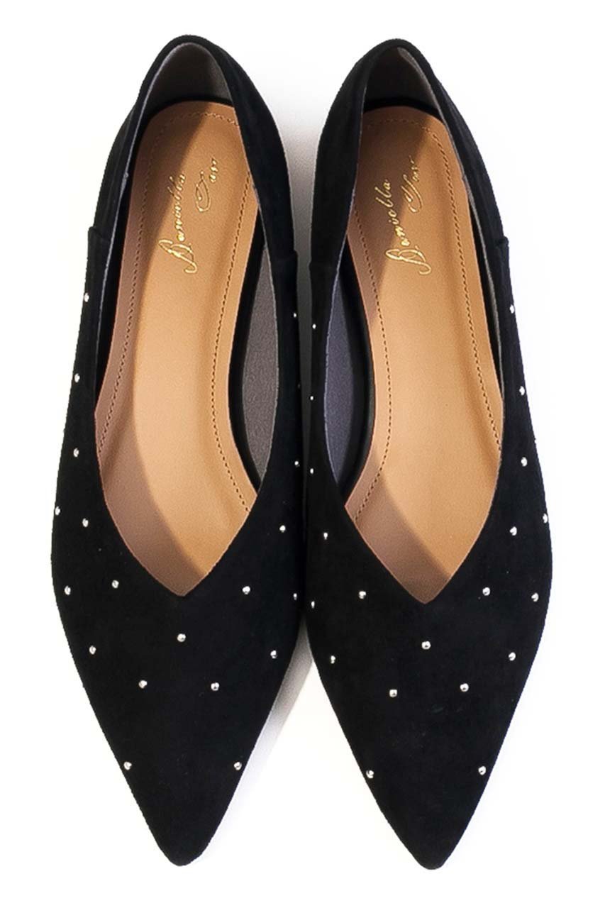 【ダニエラ アンド ジェマ/Daniella & GEMMA】のスタッズポインテッドパンプス インテリア・キッズ・メンズ・レディースファッション・服の通販 founy(ファニー) 　ファッション　Fashion　レディースファッション　Fashion for Women　クッション　Cushion, Throw Pillow　スタッズ　Studs, Metal Accents　ドット　Polka Dot, Dot Pattern　メタリック　Metallic, Shiny Finish　再入荷　Restock / Back in Stock　ブラックスエード|ID: prp329100004689322 ipo3291000000035695085