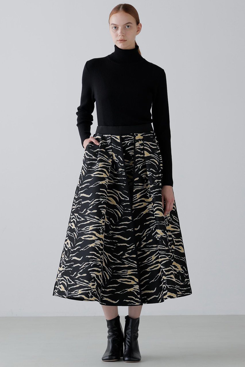 【アドーア/ADORE】のゼブラジャガードスカート 人気、トレンドファッション・服の通販 founy(ファニー) 　ファッション　Fashion　レディースファッション　Fashion for Women　スカート　Skirts　ロングスカート　Long Skirts / Maxi & Midi Skirts　コンパクト　Compact, Small Size　ジャカード／ジャガード　Jacquard, Woven Pattern　フォルム　Silhouette, Form　フレア　Flare, Flared　モチーフ　Motif, Design Theme　ロング　Long, Long-Length　新作・新入荷　New Arrivals / New In　other-2|ID: prp329100004689326 ipo3291000000033866785
