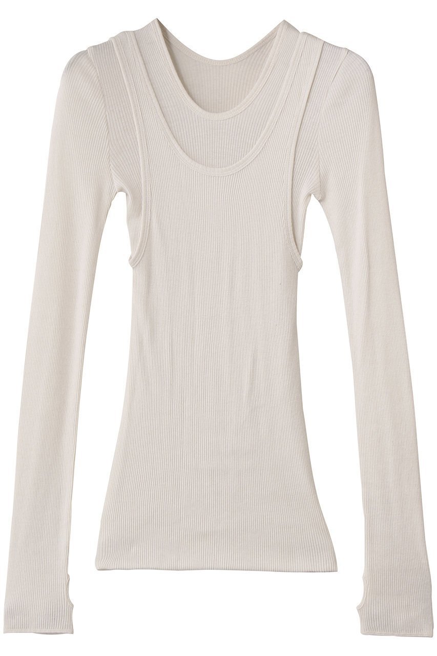 【デザイン ワークス/DESIGN WORKS】の【HAKUJI】Wool rib layerd レイヤードロングスリーブプルオーバー 人気、トレンドファッション・服の通販 founy(ファニー) 　ファッション　Fashion　レディースファッション　Fashion for Women　トップス・カットソー　Cut & Sew Tops　シャツ・ブラウス・オフィスカジュアル　Elegant Blouses & Button-Ups　ロングTシャツ・Tシャツ　Longline T-Shirts & Tees　カジュアルプルオーバー・ニットトップス　Pullovers & Knit Tops / Casual Pullovers　カットソー・ベーシックTシャツ　Cut-and-Sewn Tops / Stretch Tees & Basics　シンプル　Simple, Minimal　スリーブ　Sleeve, Long Sleeve / Short Sleeve　タンク　Tank Top, Sleeveless Top　バランス　Balance, Style Balance　ロング　Long, Long-Length　長袖　Long Sleeve, Full Sleeve　 other-1|ID: prp329100004689352 ipo3291000000035402837