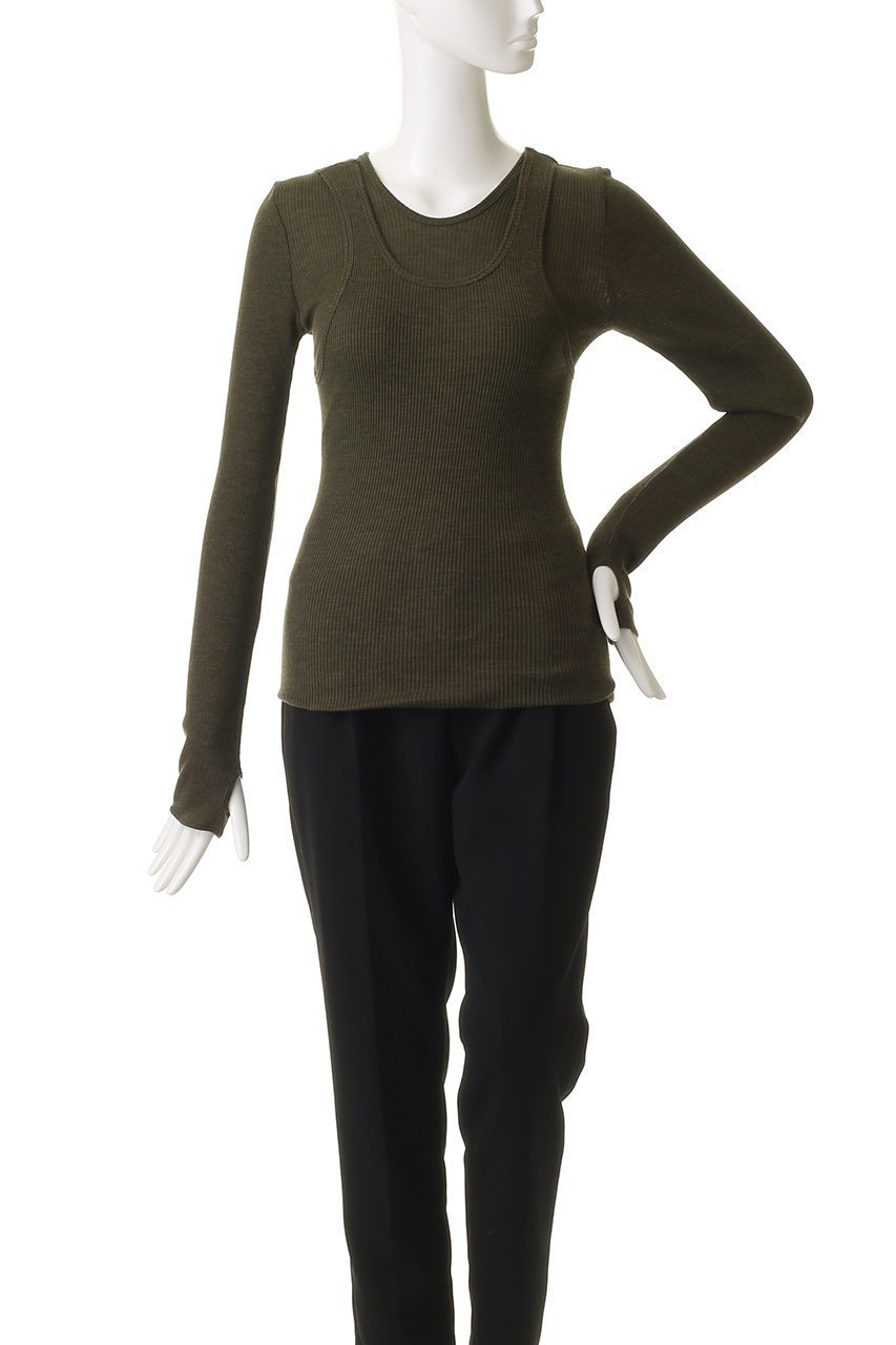 【デザイン ワークス/DESIGN WORKS】の【HAKUJI】Wool rib layerd レイヤードロングスリーブプルオーバー 人気、トレンドファッション・服の通販 founy(ファニー) 　ファッション　Fashion　レディースファッション　Fashion for Women　トップス・カットソー　Cut & Sew Tops　シャツ・ブラウス・オフィスカジュアル　Elegant Blouses & Button-Ups　ロングTシャツ・Tシャツ　Longline T-Shirts & Tees　カジュアルプルオーバー・ニットトップス　Pullovers & Knit Tops / Casual Pullovers　カットソー・ベーシックTシャツ　Cut-and-Sewn Tops / Stretch Tees & Basics　シンプル　Simple, Minimal　スリーブ　Sleeve, Long Sleeve / Short Sleeve　タンク　Tank Top, Sleeveless Top　バランス　Balance, Style Balance　ロング　Long, Long-Length　長袖　Long Sleeve, Full Sleeve　other-2|ID: prp329100004689352 ipo3291000000035402842
