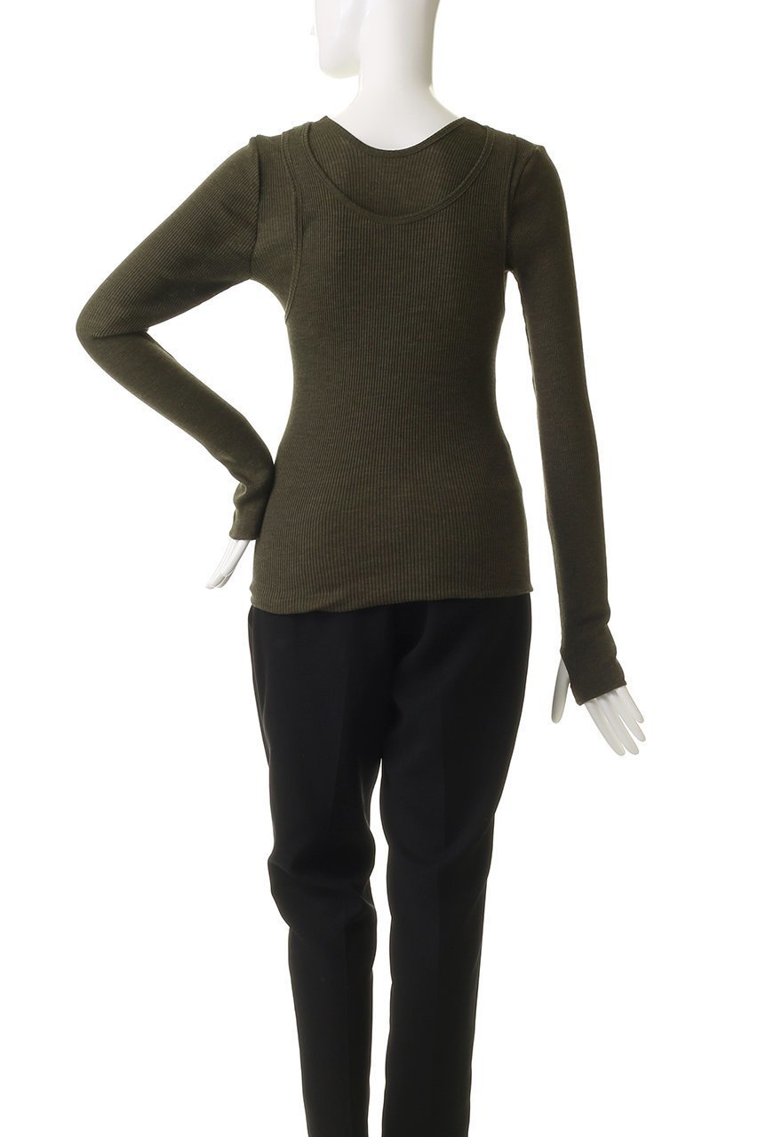 【デザイン ワークス/DESIGN WORKS】の【HAKUJI】Wool rib layerd レイヤードロングスリーブプルオーバー 人気、トレンドファッション・服の通販 founy(ファニー) 　ファッション　Fashion　レディースファッション　Fashion for Women　トップス・カットソー　Cut & Sew Tops　シャツ・ブラウス・オフィスカジュアル　Elegant Blouses & Button-Ups　ロングTシャツ・Tシャツ　Longline T-Shirts & Tees　カジュアルプルオーバー・ニットトップス　Pullovers & Knit Tops / Casual Pullovers　カットソー・ベーシックTシャツ　Cut-and-Sewn Tops / Stretch Tees & Basics　シンプル　Simple, Minimal　スリーブ　Sleeve, Long Sleeve / Short Sleeve　タンク　Tank Top, Sleeveless Top　バランス　Balance, Style Balance　ロング　Long, Long-Length　長袖　Long Sleeve, Full Sleeve　other-4|ID: prp329100004689352 ipo3291000000035402845