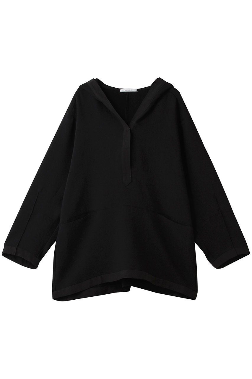 【ベイジ,/BEIGE,】のPOMONA(ポモナ)/Vネックフード付プルオーバー インテリア・キッズ・メンズ・レディースファッション・服の通販 founy(ファニー) 　ファッション　Fashion　レディースファッション　Fashion for Women　トップス・カットソー　Cut & Sew Tops　シャツ・ブラウス・オフィスカジュアル　Elegant Blouses & Button-Ups　レディースパーカー・カジュアルフーディー　Casual Hoodies & Sweatshirts　ロングTシャツ・Tシャツ　Longline T-Shirts & Tees　カジュアルプルオーバー・ニットトップス　Pullovers & Knit Tops / Casual Pullovers　スウェット・クルーネックトップス　Sweatshirts & Crewnecks / Relaxed Fit Sweat Tops　カットソー・ベーシックTシャツ　Cut-and-Sewn Tops / Stretch Tees & Basics　Vネックトップス　V-Neck Tops / V-Cut Neckline Shirts　シンプル　Simple, Minimal　ビッグ　Big, Oversized　エレガント 上品　Elegant　Black|ID: prp329100004689371 ipo3291000000035948252