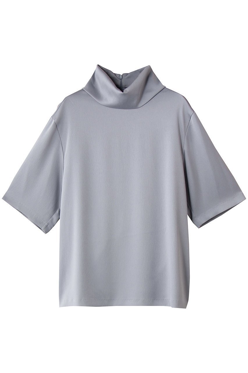 【ベイジ,/BEIGE,】のLLOYD(ロイド)/ハンマーサテンロールカラー半袖ブラウス インテリア・キッズ・メンズ・レディースファッション・服の通販 founy(ファニー) 　ファッション　Fashion　レディースファッション　Fashion for Women　トップス・カットソー　Cut & Sew Tops　シャツ・ブラウス・オフィスカジュアル　Elegant Blouses & Button-Ups　おすすめ　Recommended / Our Picks　とろみ　Fluid, Flowy Fabric　サテン　Satin, Glossy Fabric　ショート　Short, Short Length　シンプル　Simple, Minimal　スリーブ　Sleeve, Long Sleeve / Short Sleeve　セットアップ　Set-Up, Coordinated Outfit　半袖　Short Sleeve, Half Sleeve　新作・新入荷　New Arrivals / New In　Dull Blue|ID: prp329100004689376 ipo3291000000033867120