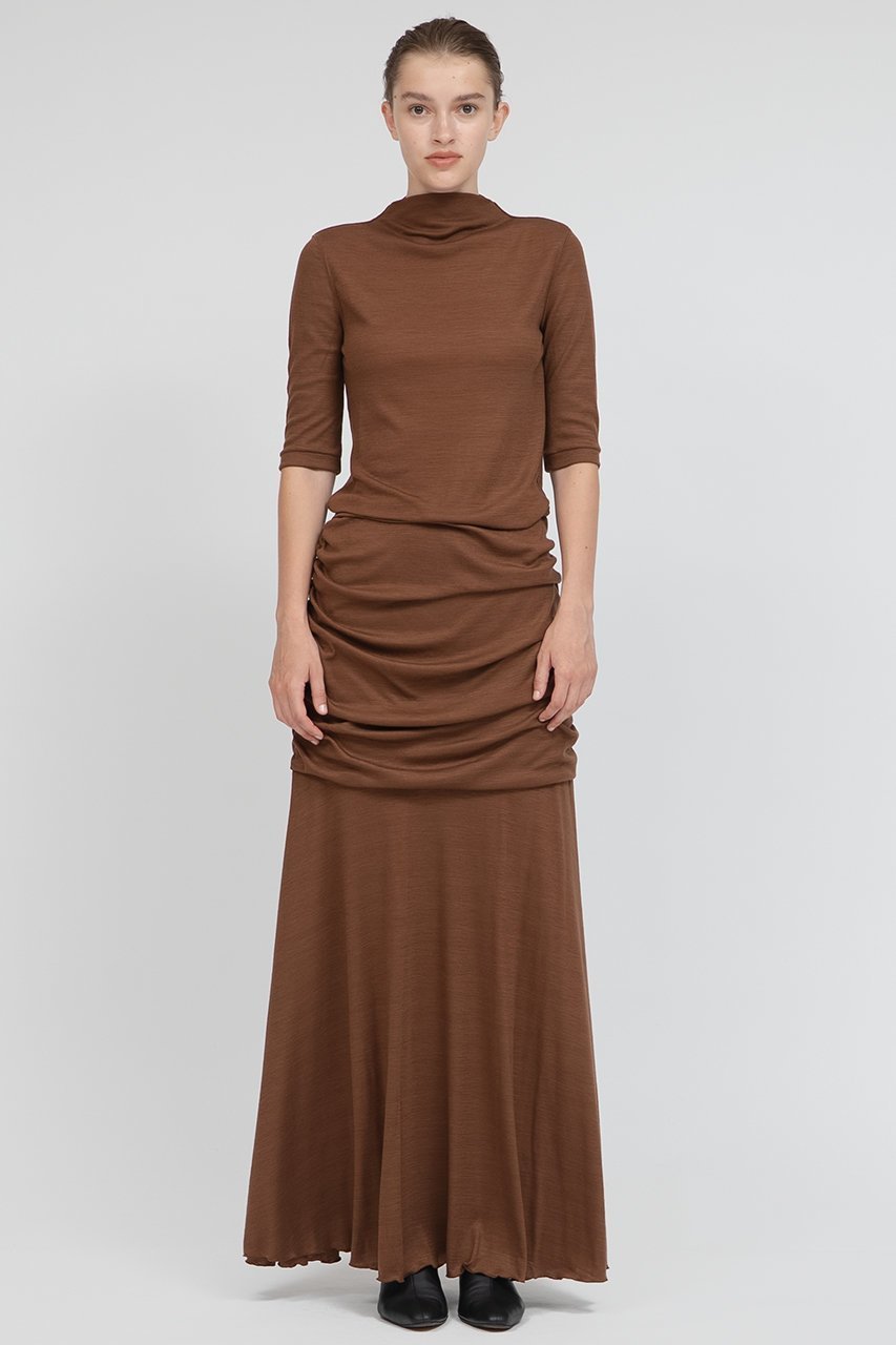 【イロット/IIROT】のハイゲージ ウールスカート 人気、トレンドファッション・服の通販 founy(ファニー) 　ファッション　Fashion　レディースファッション　Fashion for Women　スカート　Skirts　ワンピース　Dresses　エレガント 上品　Elegant　チュニック　Tunic, Long Top　ドレープ　Drape, Draping Fabric　ロング　Long, Long-Length　other-5|ID: prp329100004689380 ipo3291000000035840864