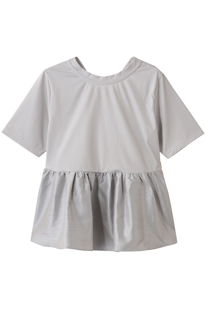 【ミディウミソリッド/MIDIUMISOLID】のwoven switching 2way peplum トップ インテリア・キッズ・メンズ・レディースファッション・服の通販 founy(ファニー) 　ファッション　Fashion　レディースファッション　Fashion for Women　トップス・カットソー　Cut & Sew Tops　シャツ・ブラウス・オフィスカジュアル　Elegant Blouses & Button-Ups　ロングTシャツ・Tシャツ　Longline T-Shirts & Tees　カットソー・ベーシックTシャツ　Cut-and-Sewn Tops / Stretch Tees & Basics　なめらか　Smooth, Silky Texture　カットソー　Cut and Sewn Top　ショート　Short, Short Length　スリーブ　Sleeve, Long Sleeve / Short Sleeve　ペプラム　Peplum, Flared Hem　ボトム　Bottoms, Lower Wear　エレガント 上品　Elegant　新作・新入荷　New Arrivals / New In　l.gray|ID: prp329100004689389 ipo3291000000033867232