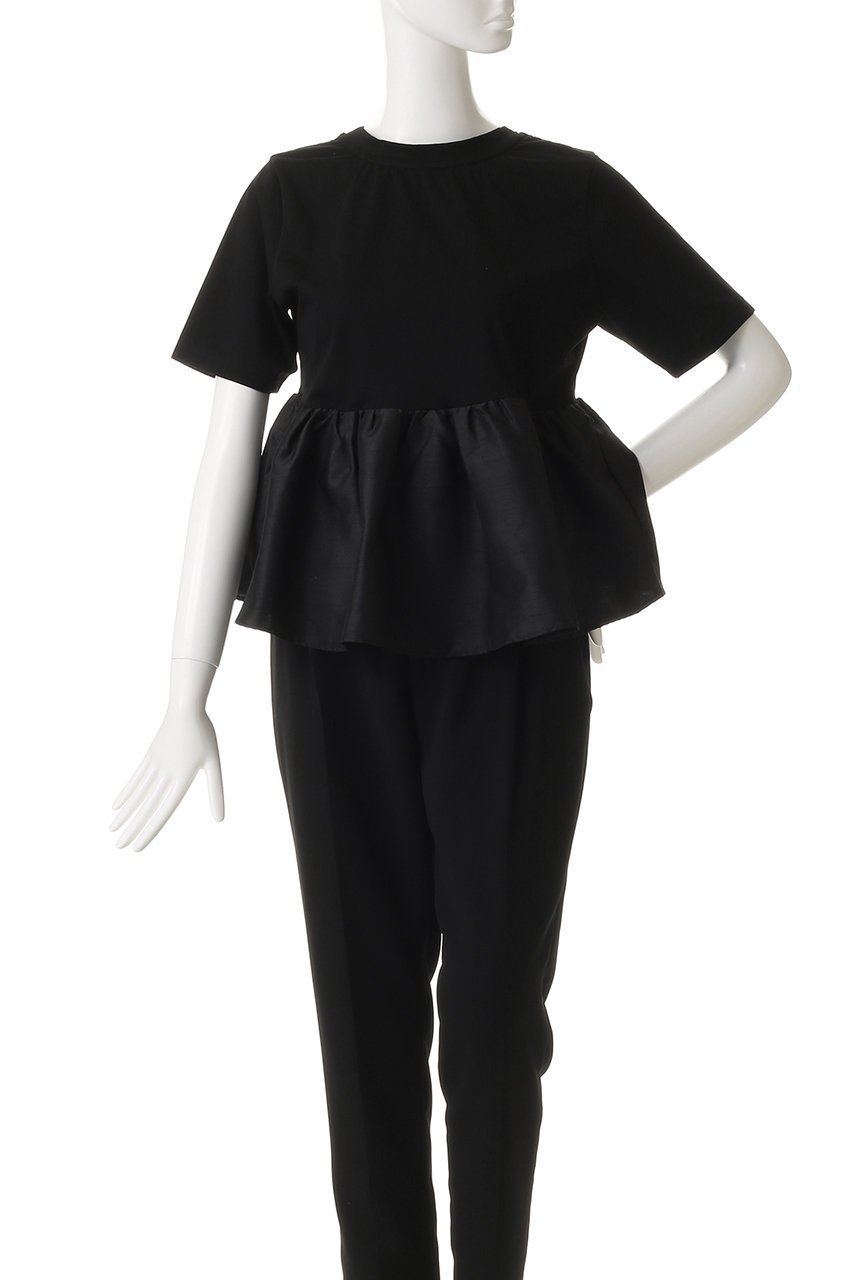 【ミディウミソリッド/MIDIUMISOLID】のwoven switching 2way peplum トップ 人気、トレンドファッション・服の通販 founy(ファニー) 　ファッション　Fashion　レディースファッション　Fashion for Women　トップス・カットソー　Cut & Sew Tops　シャツ・ブラウス・オフィスカジュアル　Elegant Blouses & Button-Ups　ロングTシャツ・Tシャツ　Longline T-Shirts & Tees　カットソー・ベーシックTシャツ　Cut-and-Sewn Tops / Stretch Tees & Basics　なめらか　Smooth, Silky Texture　カットソー　Cut and Sewn Top　ショート　Short, Short Length　スリーブ　Sleeve, Long Sleeve / Short Sleeve　ペプラム　Peplum, Flared Hem　ボトム　Bottoms, Lower Wear　エレガント 上品　Elegant　新作・新入荷　New Arrivals / New In　other-2|ID: prp329100004689389 ipo3291000000033867235
