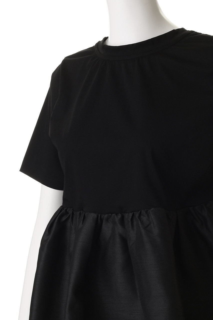 【ミディウミソリッド/MIDIUMISOLID】のwoven switching 2way peplum トップ 人気、トレンドファッション・服の通販 founy(ファニー) 　ファッション　Fashion　レディースファッション　Fashion for Women　トップス・カットソー　Cut & Sew Tops　シャツ・ブラウス・オフィスカジュアル　Elegant Blouses & Button-Ups　ロングTシャツ・Tシャツ　Longline T-Shirts & Tees　カットソー・ベーシックTシャツ　Cut-and-Sewn Tops / Stretch Tees & Basics　なめらか　Smooth, Silky Texture　カットソー　Cut and Sewn Top　ショート　Short, Short Length　スリーブ　Sleeve, Long Sleeve / Short Sleeve　ペプラム　Peplum, Flared Hem　ボトム　Bottoms, Lower Wear　エレガント 上品　Elegant　新作・新入荷　New Arrivals / New In　other-5|ID: prp329100004689389 ipo3291000000033867241
