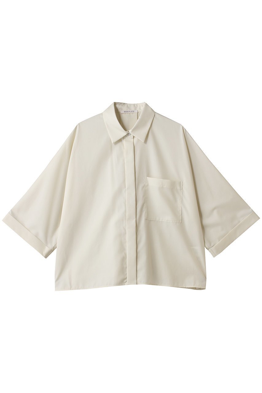 【ハウス オブ ロータス/HOUSE OF LOTUS】のコットンブロードショートシャツ インテリア・キッズ・メンズ・レディースファッション・服の通販 founy(ファニー) 　ファッション　Fashion　レディースファッション　Fashion for Women　トップス・カットソー　Cut & Sew Tops　シャツ・ブラウス・オフィスカジュアル　Elegant Blouses & Button-Ups　おすすめ　Recommended / Our Picks　ショート　Short, Short Length　スリーブ　Sleeve, Long Sleeve / Short Sleeve　ブロード　Broadcloth, Fine Cotton　プリント　Print, Printed Pattern　ボックス　Boxy, Box Shape　ボトム　Bottoms, Lower Wear　マニッシュ　Mannish, Boyish　エレガント 上品　Elegant　アイボリー|ID: prp329100004689401 ipo3291000000035402922