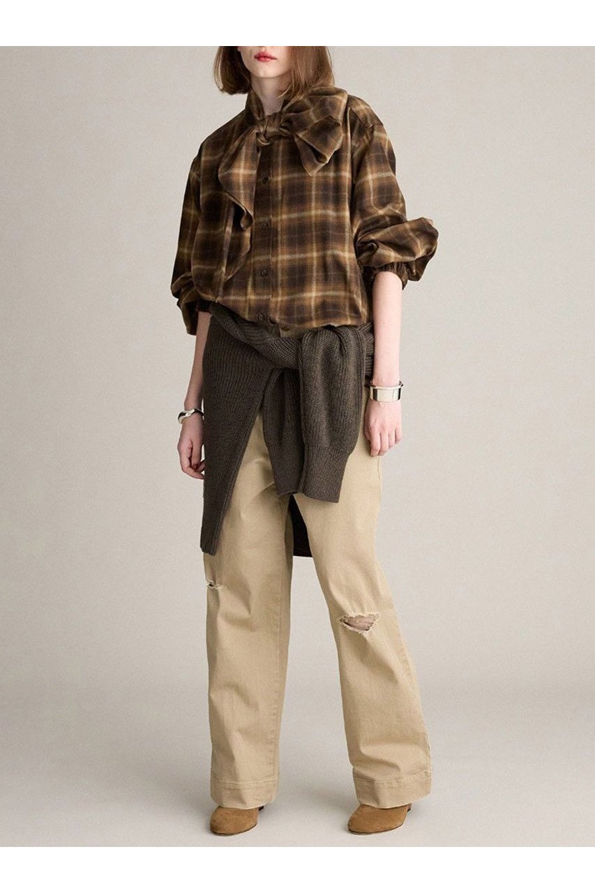 【ブリル/BRILL】のネルボータイブラウス 人気、トレンドファッション・服の通販 founy(ファニー) 　ファッション　Fashion　レディースファッション　Fashion for Women　トップス・カットソー　Cut & Sew Tops　シャツ・ブラウス・オフィスカジュアル　Elegant Blouses & Button-Ups　ギャザー　Gathered, Ruffled　スリーブ　Sleeve, Long Sleeve / Short Sleeve　フロント　Front, Front Design　リボン　Ribbon, Bow　ロング　Long, Long-Length　エレガント 上品　Elegant　新作・新入荷　New Arrivals / New In　other-6|ID: prp329100004689413 ipo3291000000033867391