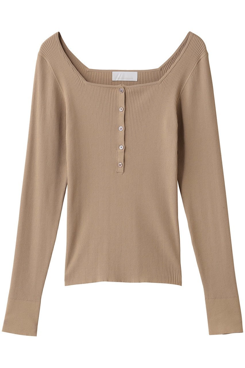 【ガリャルダガランテ/GALLARDAGALANTE】のスクエアヘンリーネックニット インテリア・キッズ・メンズ・レディースファッション・服の通販 founy(ファニー) 　ファッション　Fashion　レディースファッション　Fashion for Women　トップス・カットソー　Cut & Sew Tops　ニット　Knit Tops & Sweaters　カジュアルプルオーバー・ニットトップス　Pullovers & Knit Tops / Casual Pullovers　インナー　Innerwear　ジャケット　Jacket, Outerwear　スクエア　Square, Square Shape　デコルテ　Décolleté, Neckline　冬　Winter / This Winter　ベージュ|ID: prp329100004689447 ipo3291000000034005399