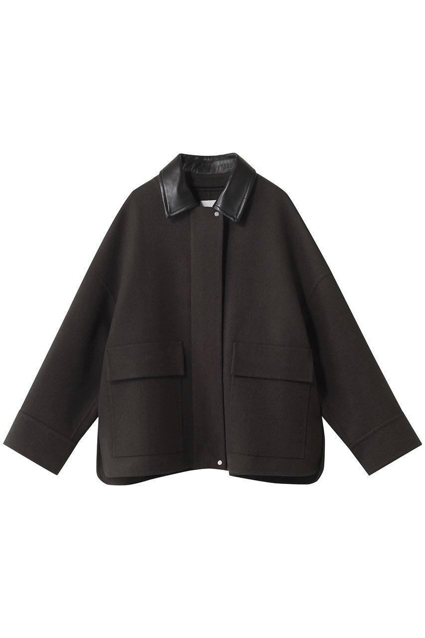 【エブール/ebure】のジロンラムメルトン ショートブルゾン インテリア・キッズ・メンズ・レディースファッション・服の通販 founy(ファニー) 　ファッション　Fashion　レディースファッション　Fashion for Women　アウター　Coat / Outerwear Collection　レディースジャケット・軽アウター　Jackets　ブルゾンジャケット・スポーティアウター　Blouson Jackets　なめらか　Smooth, Silky Texture　ショルダー　Shoulder, Shoulder Strap　ショート　Short, Short Length　シンプル　Simple, Minimal　ジャケット　Jacket, Outerwear　スリット　Slit, Slit Detail　ドロップ　Drop Shoulder, Dropped Style　パターン　Pattern, Design Print　パッチ　Patch, Appliqué　フラップ　Flap, Flap Pocket　ブルゾン　Blouson, Bomber Jacket　ポケット　Pocket, Pocket Detail　新作・新入荷　New Arrivals / New In　ダークブラウン|ID: prp329100004689454 ipo3291000000033867744