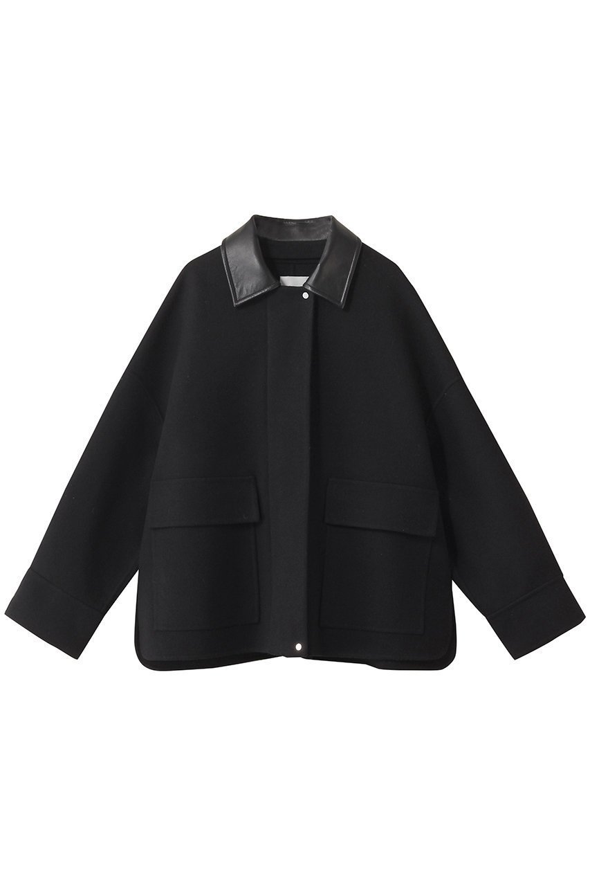 【エブール/ebure】のジロンラムメルトン ショートブルゾン インテリア・キッズ・メンズ・レディースファッション・服の通販 founy(ファニー) 　ファッション　Fashion　レディースファッション　Fashion for Women　アウター　Coat / Outerwear Collection　レディースジャケット・軽アウター　Jackets　ブルゾンジャケット・スポーティアウター　Blouson Jackets　なめらか　Smooth, Silky Texture　ショルダー　Shoulder, Shoulder Strap　ショート　Short, Short Length　シンプル　Simple, Minimal　ジャケット　Jacket, Outerwear　スリット　Slit, Slit Detail　ドロップ　Drop Shoulder, Dropped Style　パターン　Pattern, Design Print　パッチ　Patch, Appliqué　フラップ　Flap, Flap Pocket　ブルゾン　Blouson, Bomber Jacket　ポケット　Pocket, Pocket Detail　新作・新入荷　New Arrivals / New In　ブラック|ID: prp329100004689454 ipo3291000000033867745