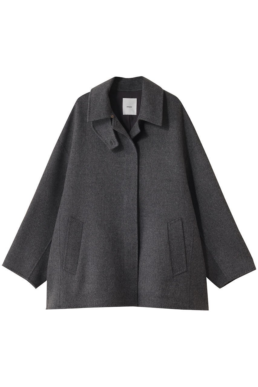 【エブール/ebure】のリュクスシャルムビーバー ステンカラーショートコート インテリア・キッズ・メンズ・レディースファッション・服の通販 founy(ファニー) 　ファッション　Fashion　レディースファッション　Fashion for Women　アウター　Coat / Outerwear Collection　コート・ロングコート・ピーコート　Long Coats, Peacoats & More　カフス　Cuff Design　ショート　Short, Short Length　フォルム　Silhouette, Form　新作・新入荷　New Arrivals / New In　グレー|ID: prp329100004689458 ipo3291000000033867778